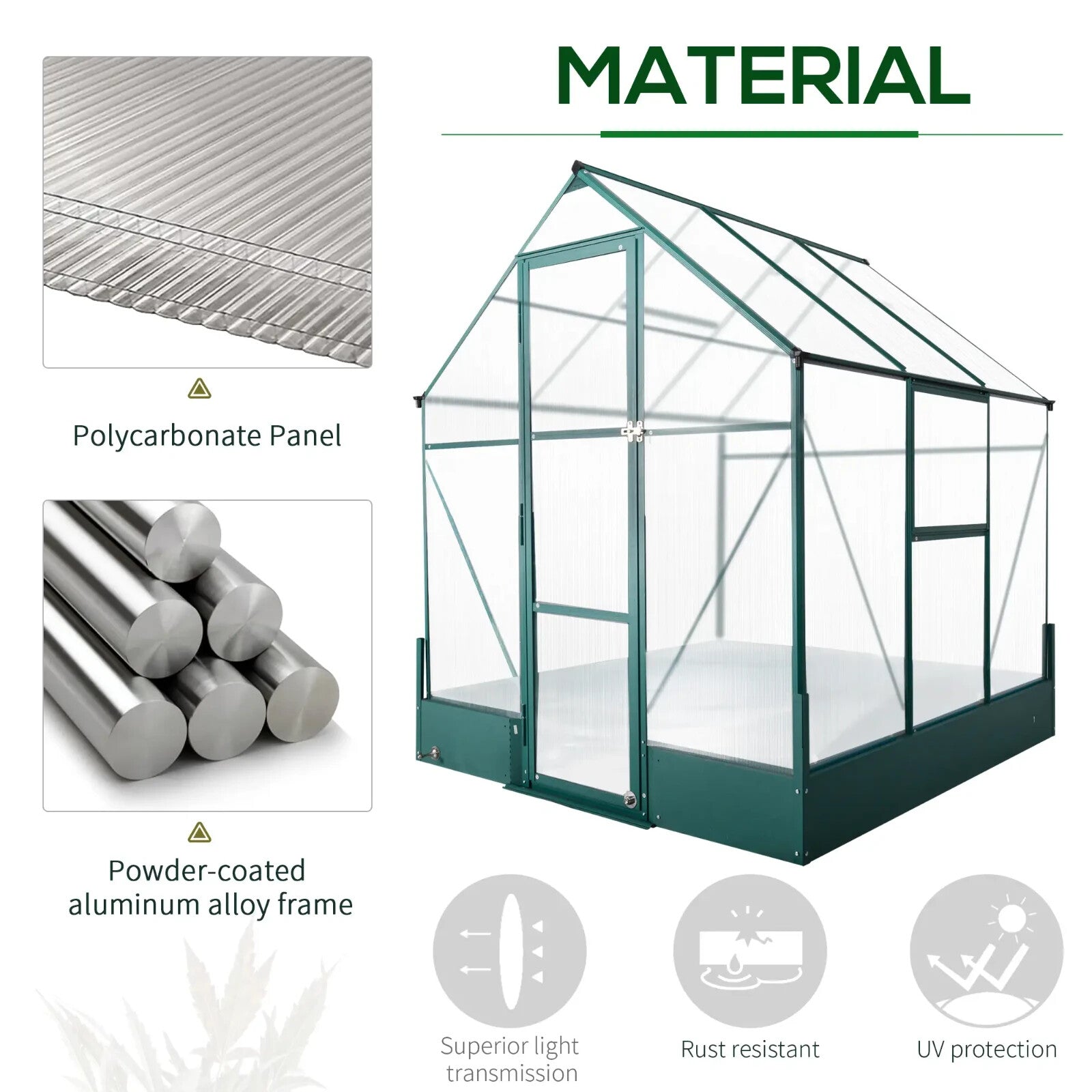 Walk In Greenhouse 6x6 FT with Foundation and Temperature Controlled Window - Home and Garden Furniture Shop - rustic - furniture