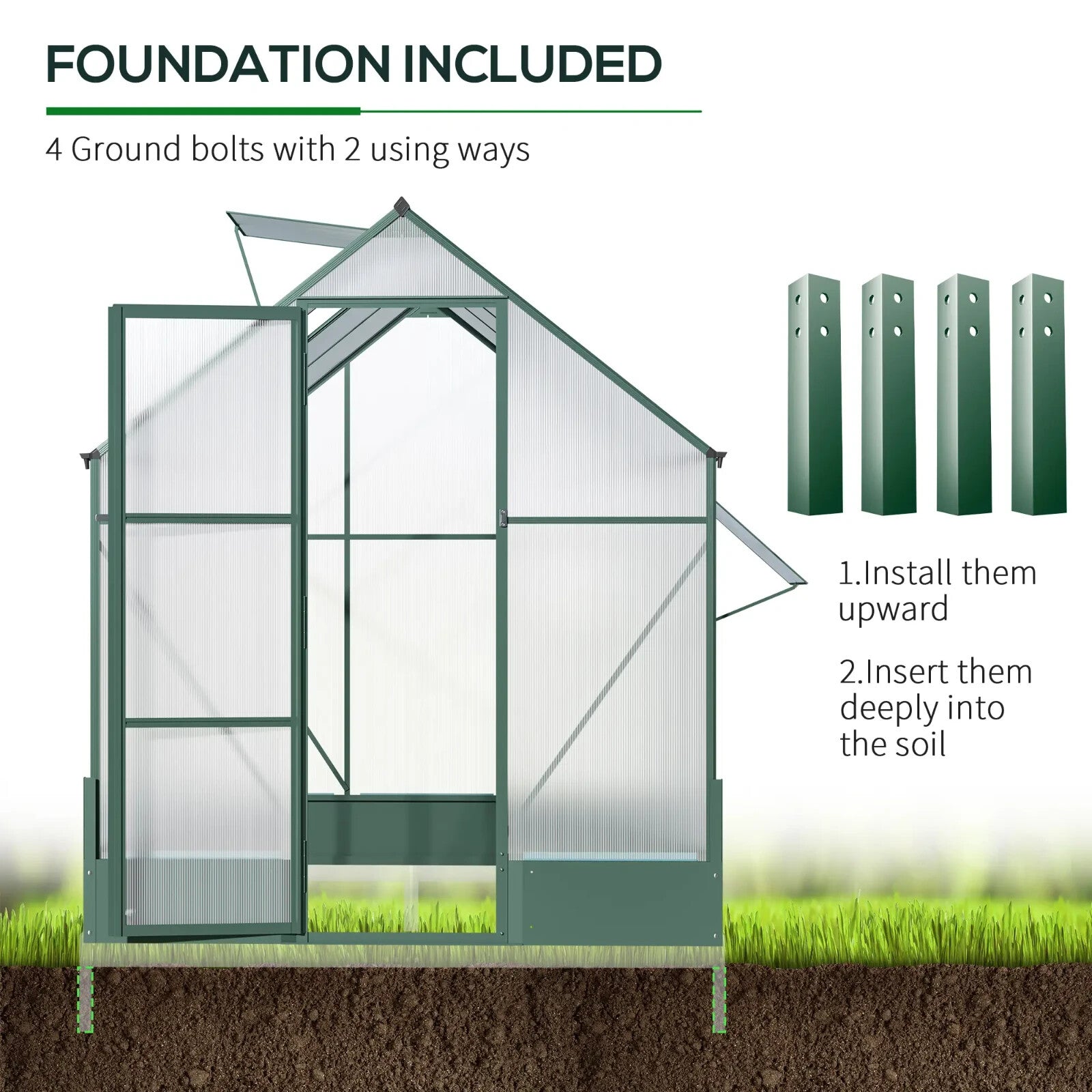 Walk In Greenhouse 6x6 FT with Foundation and Temperature Controlled Window - Home and Garden Furniture Shop - rustic - furniture
