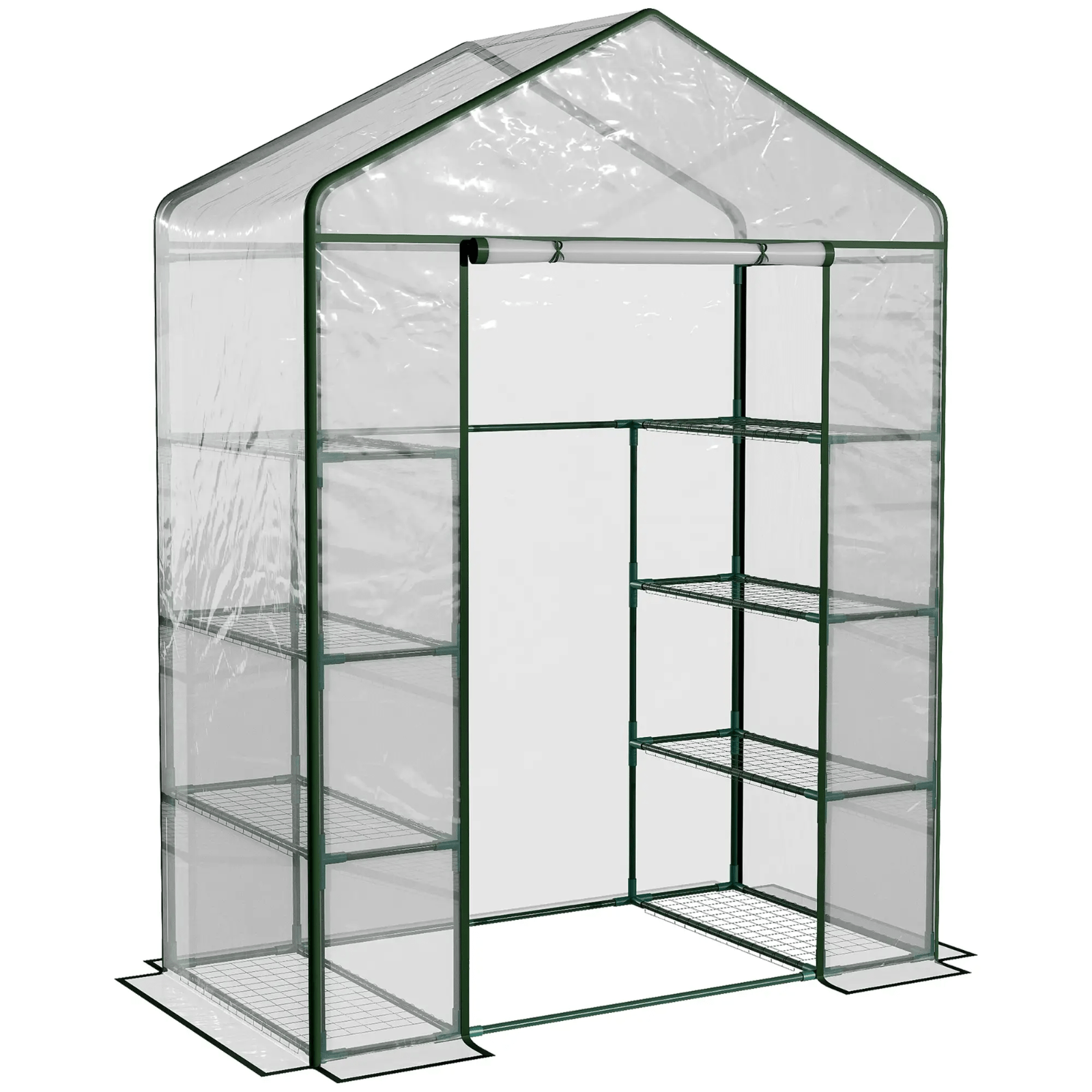 Walk In Greenhouse Garden Plant Grow House Steel Frame Shelves Door Clear Cover - Home and Garden Furniture Shop - #rustic - furniture#