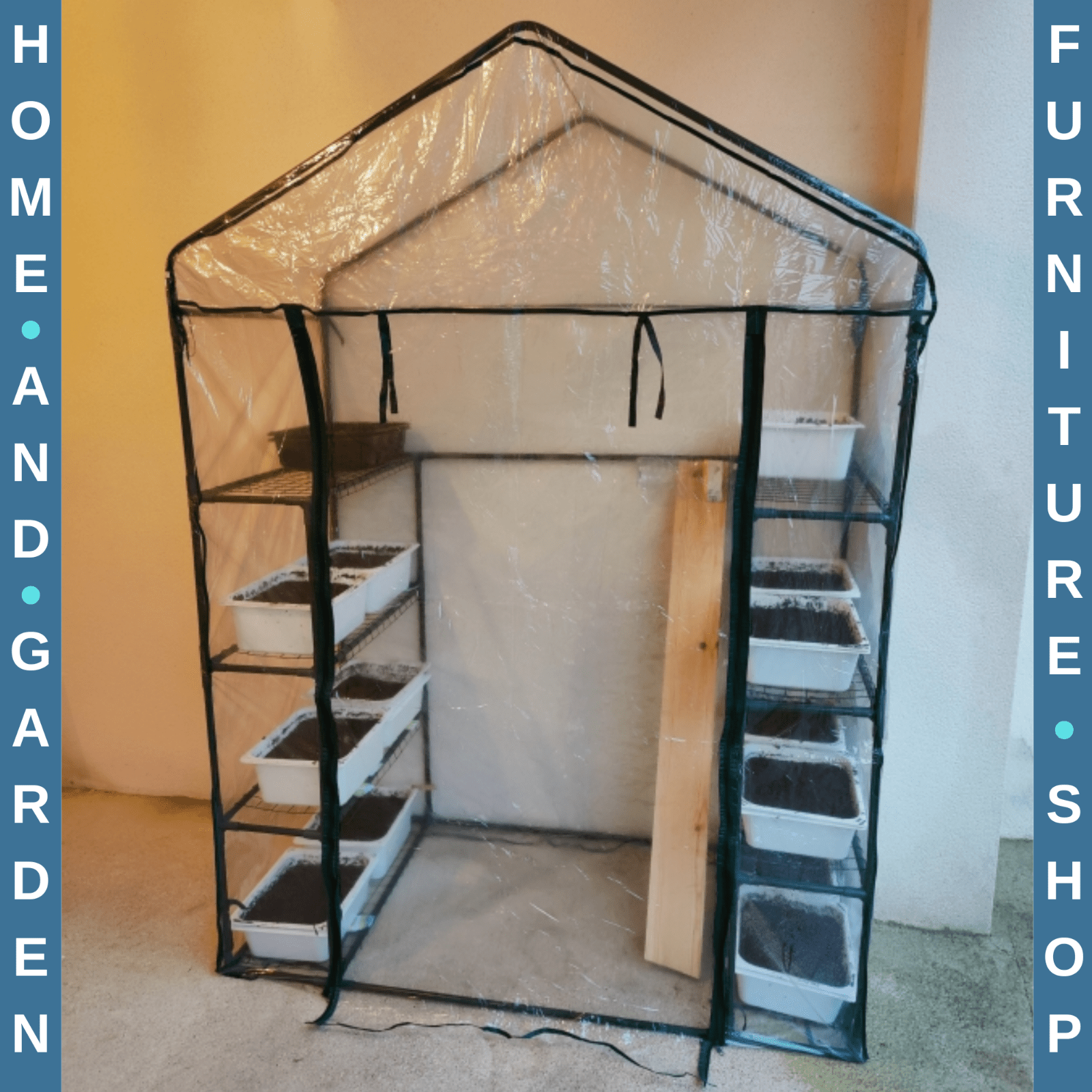 Walk In Greenhouse Garden Plant Grow House Steel Frame Shelves Door Clear Cover - Home and Garden Furniture Shop - #rustic - furniture#