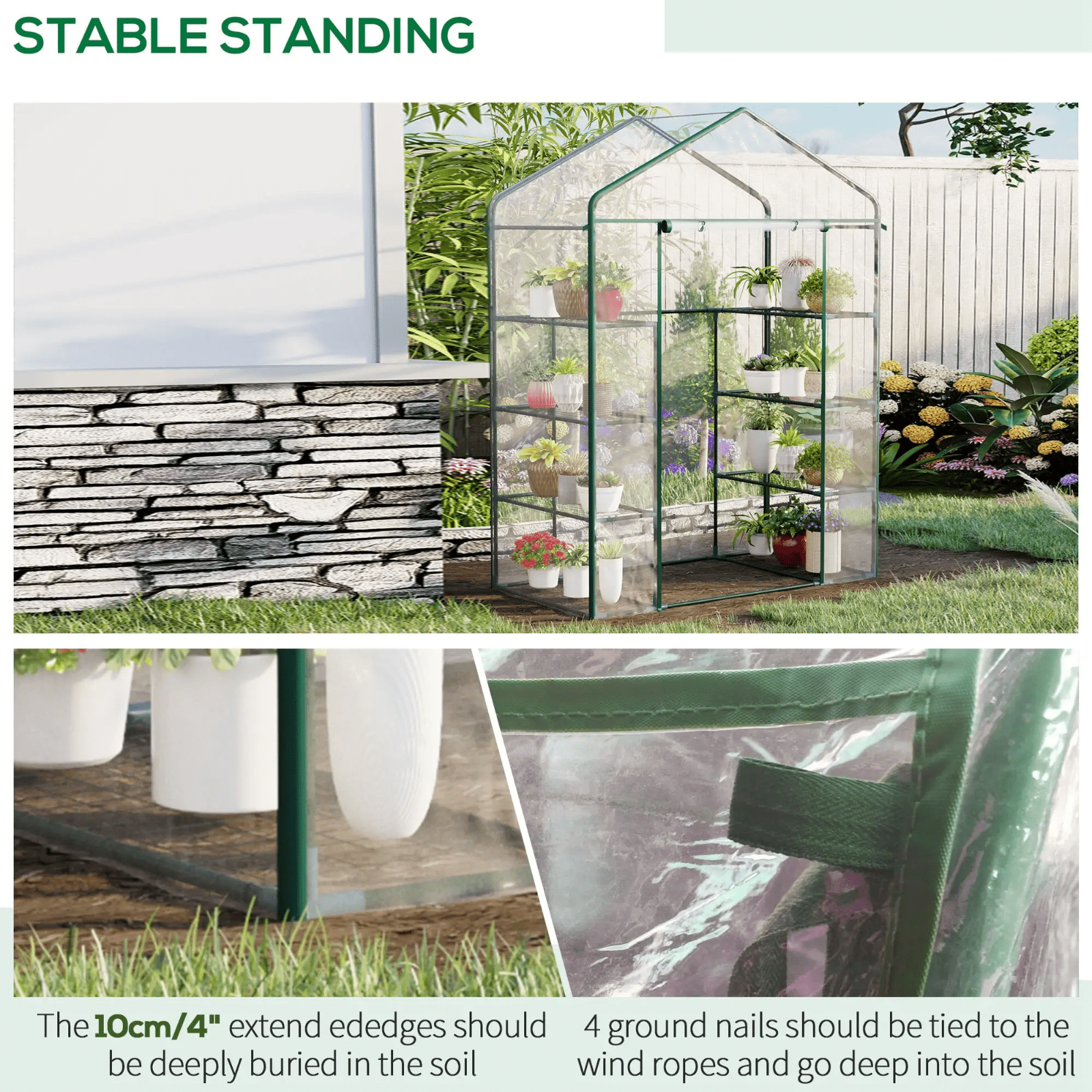 Walk In Greenhouse Garden Plant Grow House Steel Frame Shelves Door Clear Cover - Home and Garden Furniture Shop - #rustic - furniture#