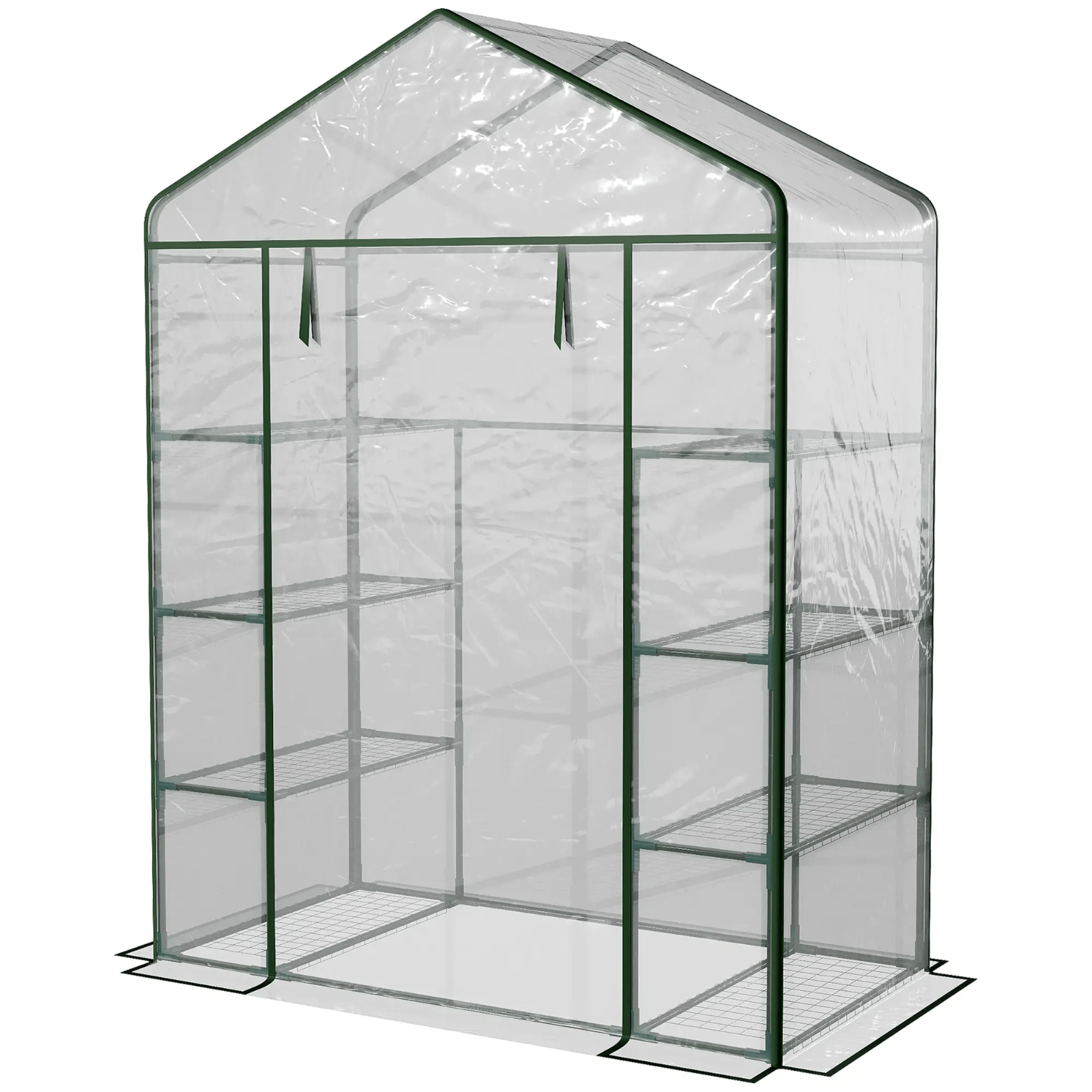 Walk In Greenhouse Garden Plant Grow House Steel Frame Shelves Door Clear Cover - Home and Garden Furniture Shop - #rustic - furniture#