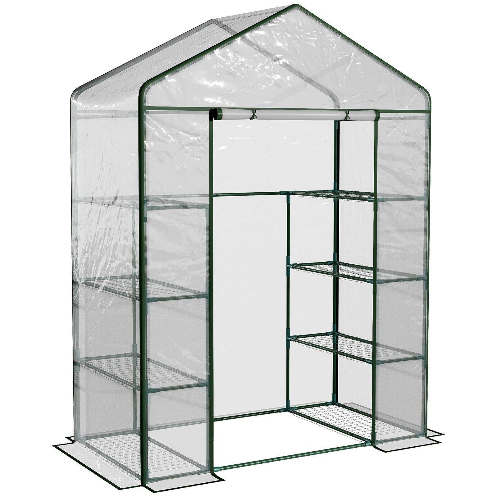 Walk In Greenhouse Garden Plant Grow House Steel Frame Shelves Door Clear Cover - Home and Garden Furniture Shop - #rustic - furniture#
