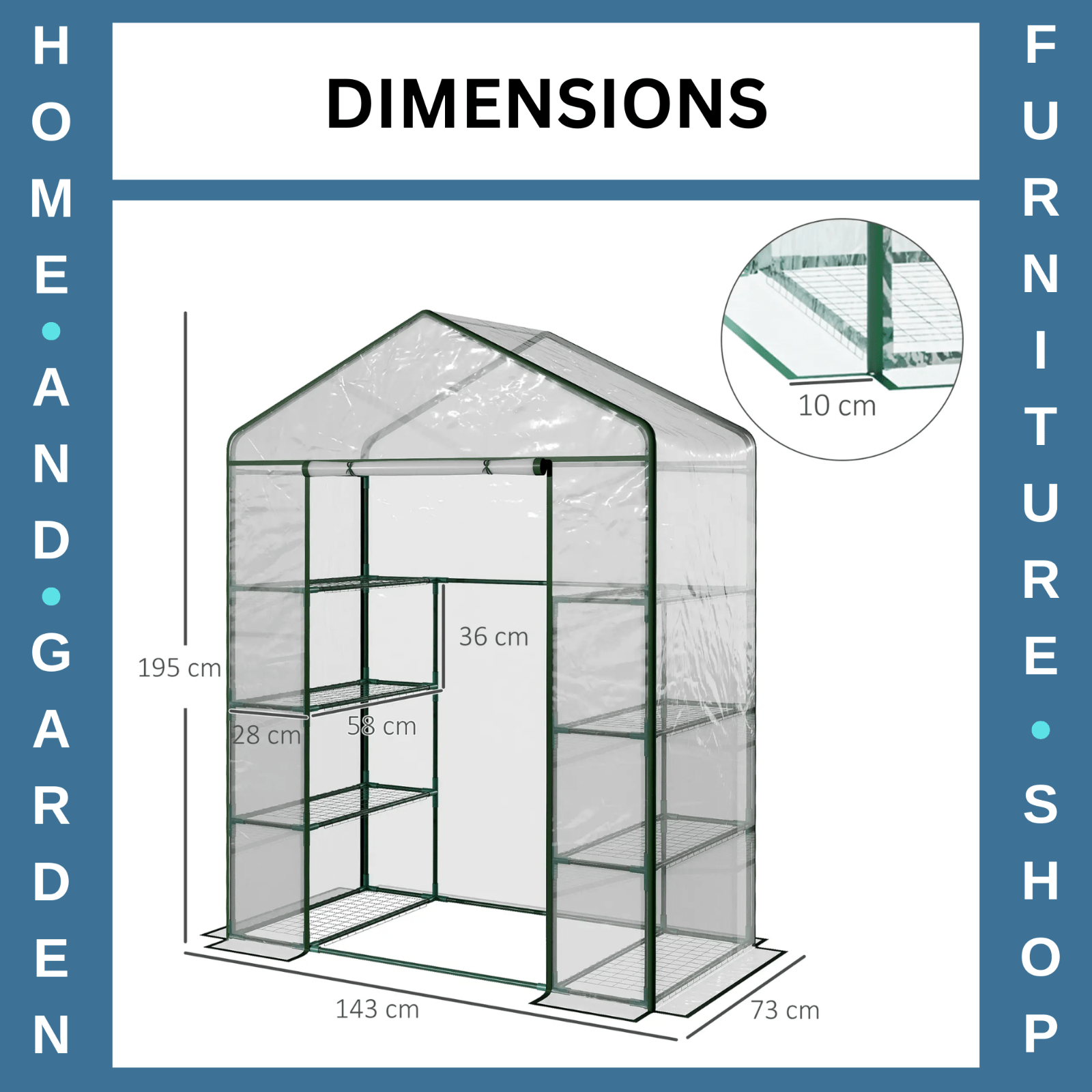 Walk In Greenhouse Garden Plant Grow House Steel Frame Shelves Door Clear Cover - Home and Garden Furniture Shop - #rustic - furniture#