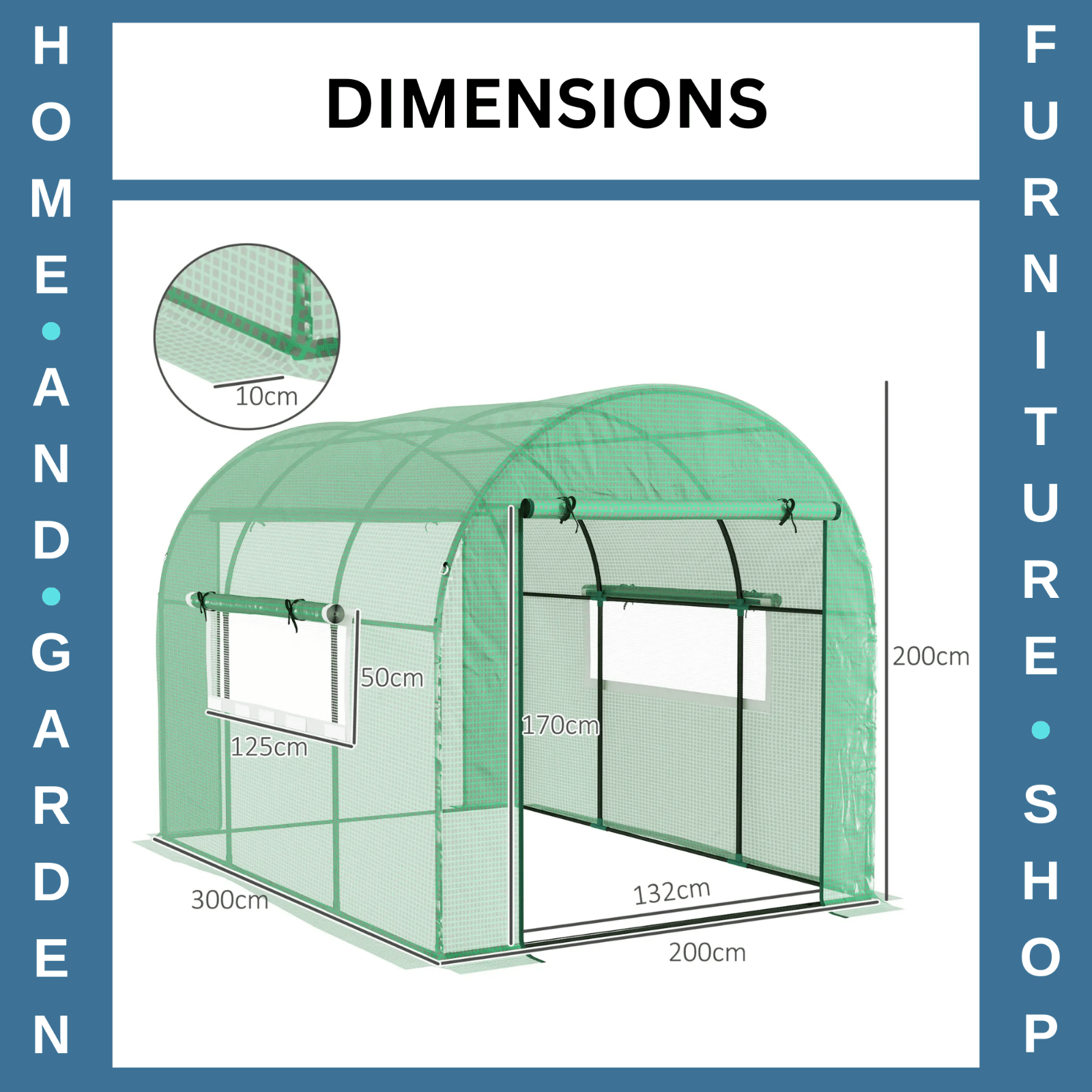 Walk In Greenhouse Large Polytunnel Tent Windows Plant Grow House Steel Frame 3m - Home and Garden Furniture Shop - rustic - furniture