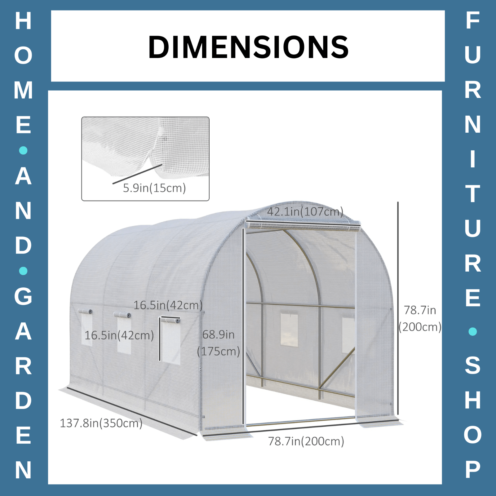 Walk In Greenhouse Large Polytunnel Windows Galvanised Garden Grow Tent Plants - Home and Garden Furniture Shop - rustic - furniture