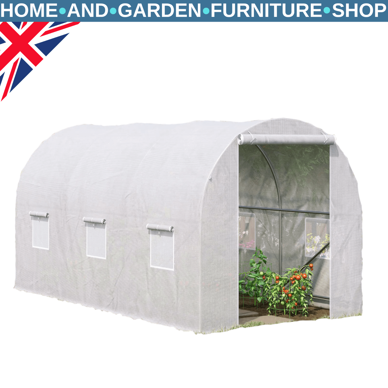 Walk In Greenhouse Large Polytunnel Windows Galvanised Garden Grow Tent Plants - Home and Garden Furniture Shop - rustic - furniture