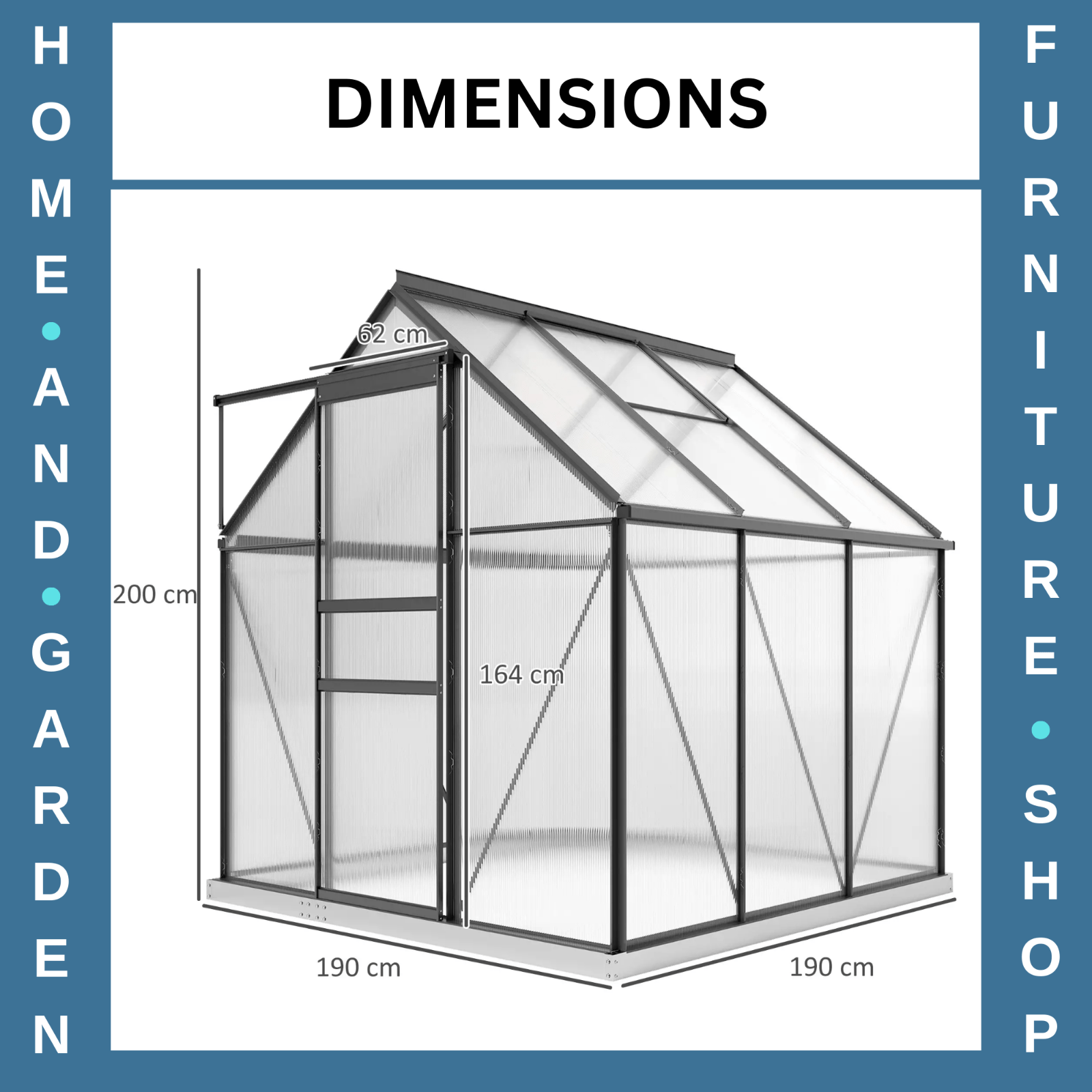 Walk - In Greenhouse Polycarbonate For Garden with Sliding Door & 3 Vents Grey - Home and Garden Furniture Shop - rustic - furniture