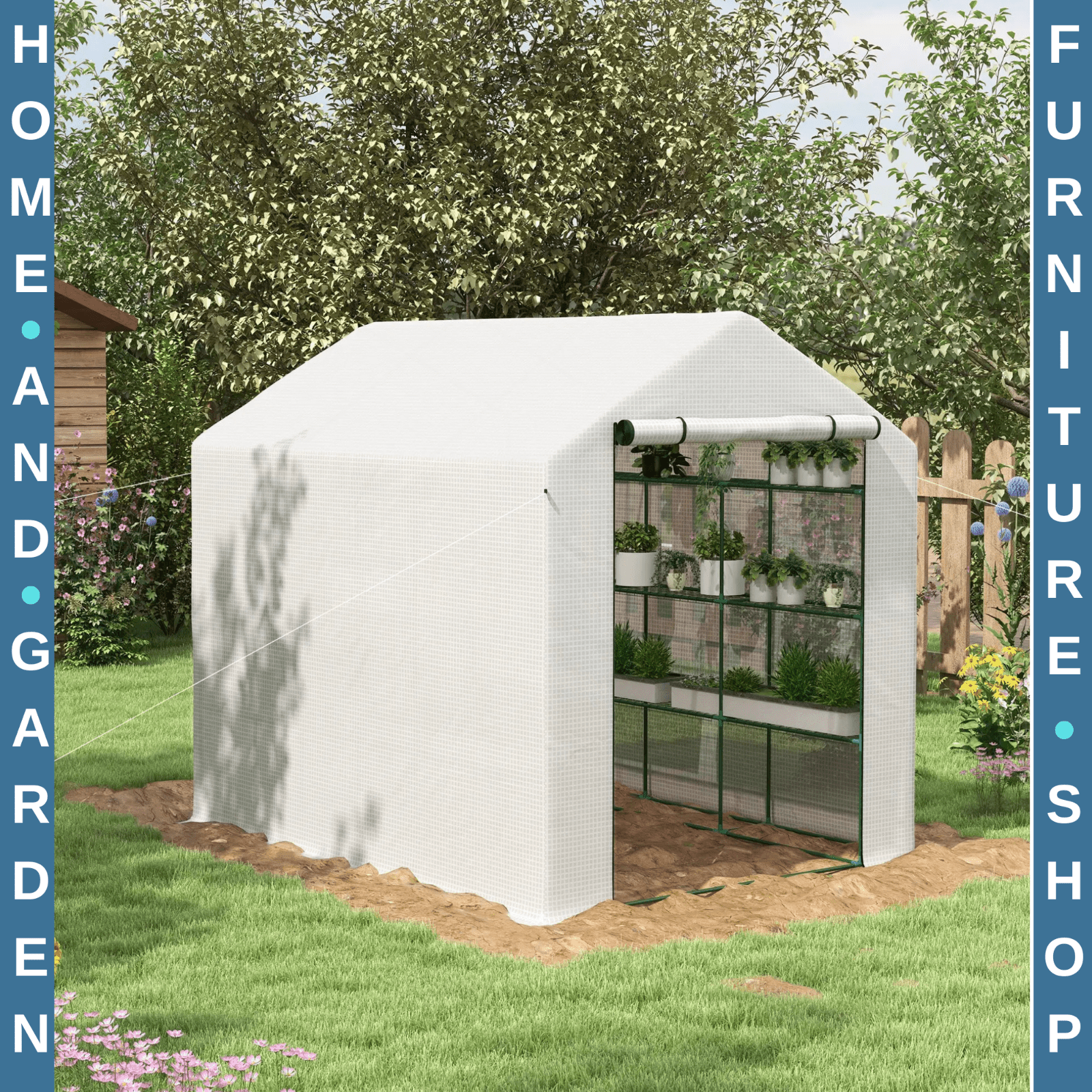 Walk In Greenhouse with 4 Tier 24 Shelves Zipped Door Portable Grow House - Home and Garden Furniture Shop - #rustic - furniture#