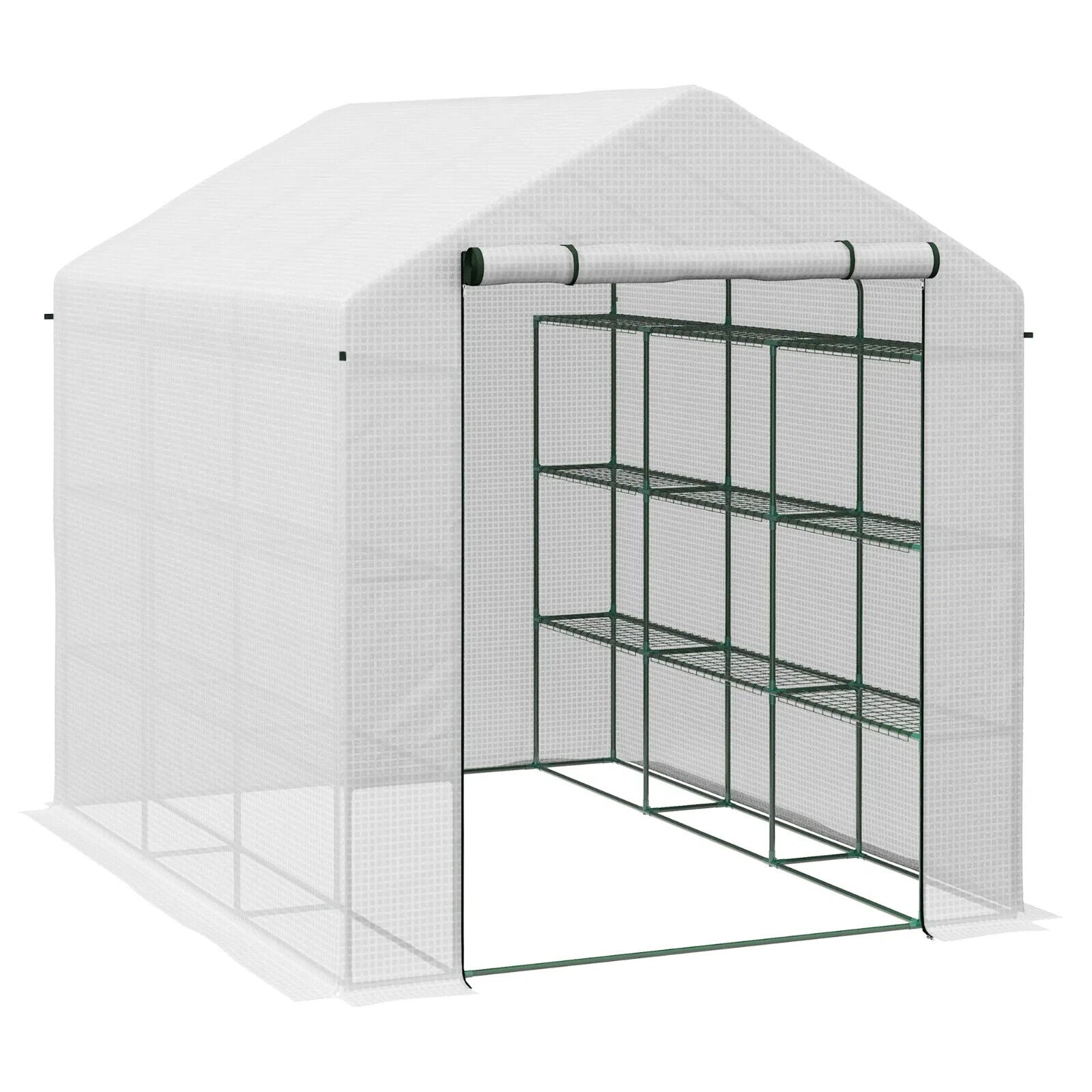 Walk In Greenhouse with 4 Tier 24 Shelves Zipped Door Portable Grow House - Home and Garden Furniture Shop - #rustic - furniture#