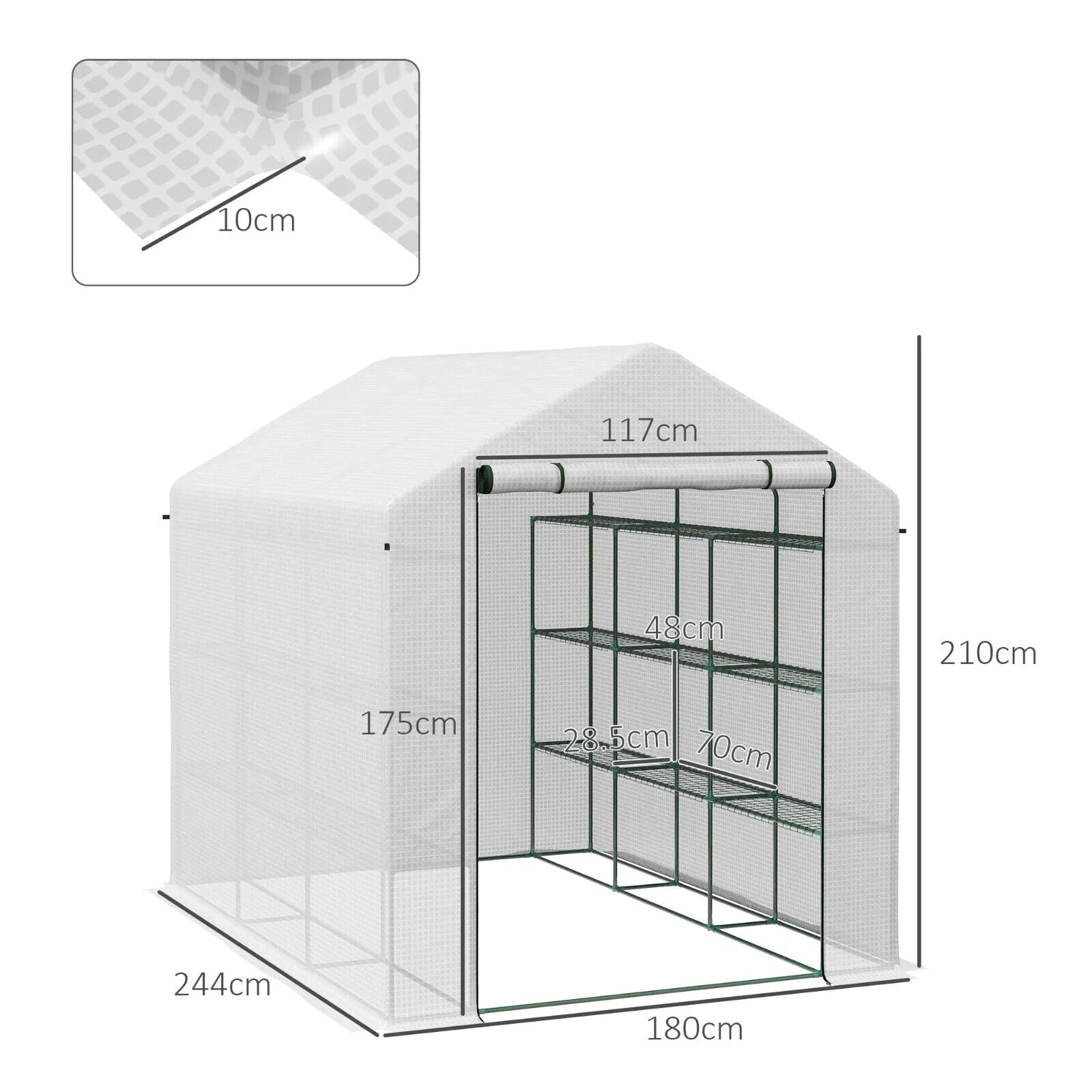 Walk In Greenhouse with 4 Tier 24 Shelves Zipped Door Portable Grow House - Home and Garden Furniture Shop - #rustic - furniture#