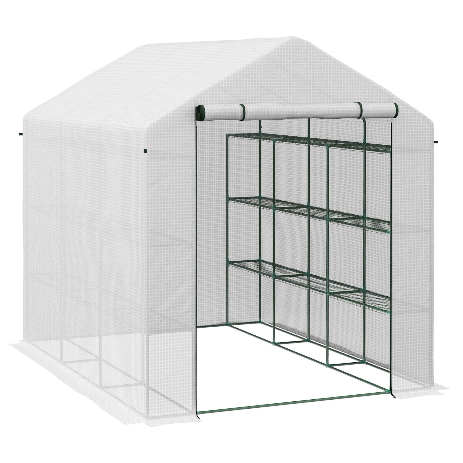 Walk In Greenhouse with 4 Tier 24 Shelves Zipped Door Portable Grow House - Home and Garden Furniture Shop - #rustic - furniture#