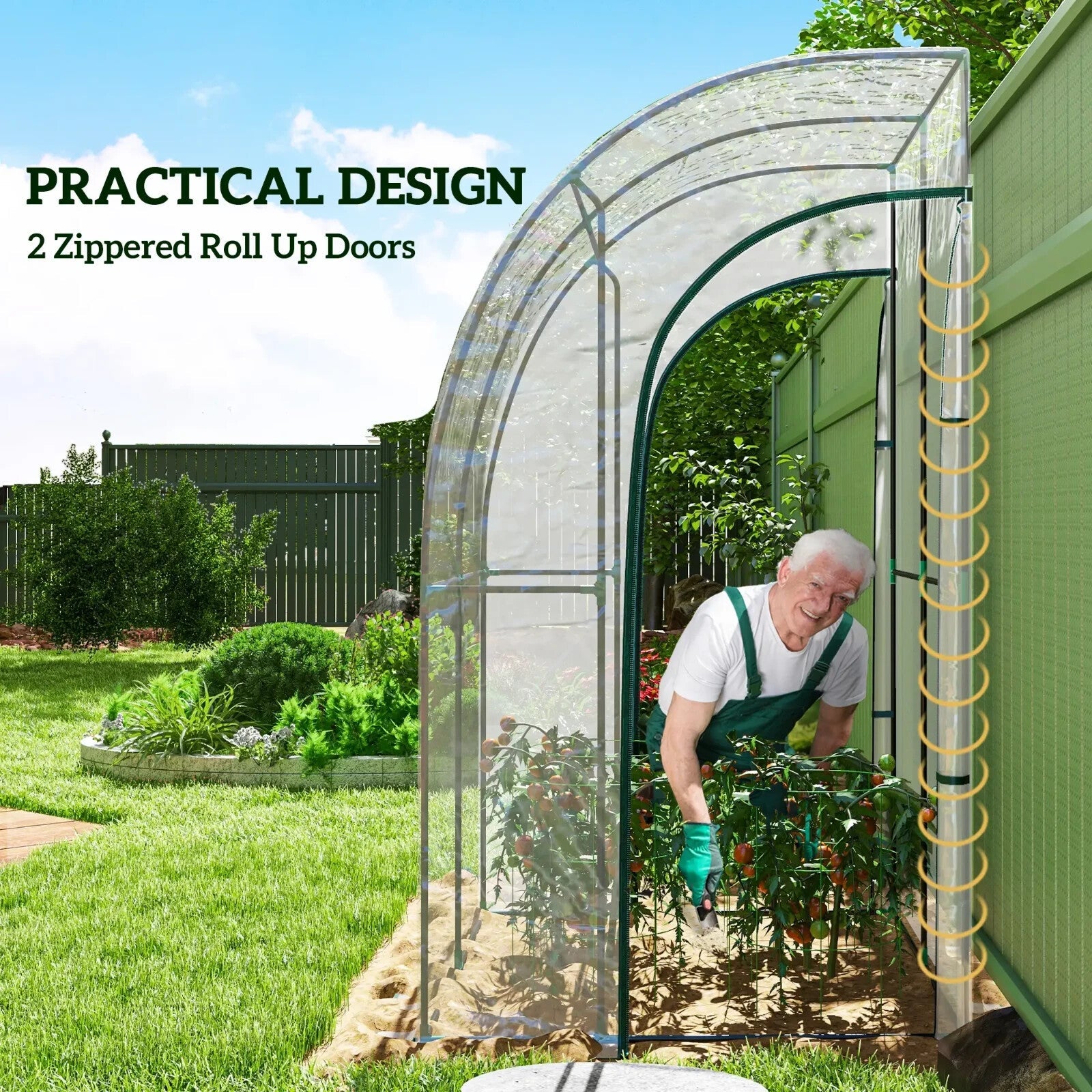 Walk - In Lean to Greenhouse PVC Cover with 2 Zipper Doors & Accessories Clear - Home and Garden Furniture Shop - rustic - furniture