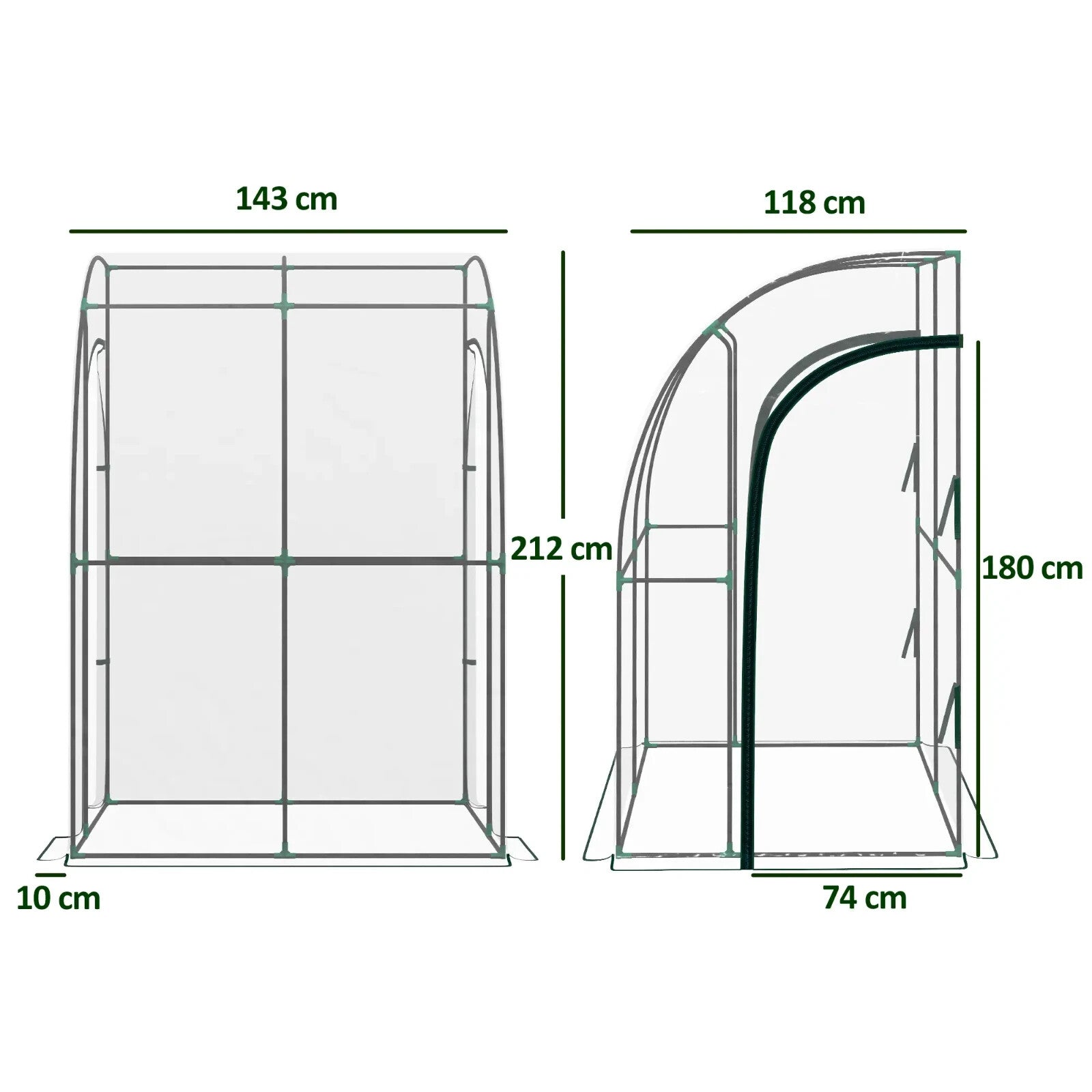 Walk - In Lean to Greenhouse PVC Cover with 2 Zipper Doors & Accessories Clear - Home and Garden Furniture Shop - rustic - furniture