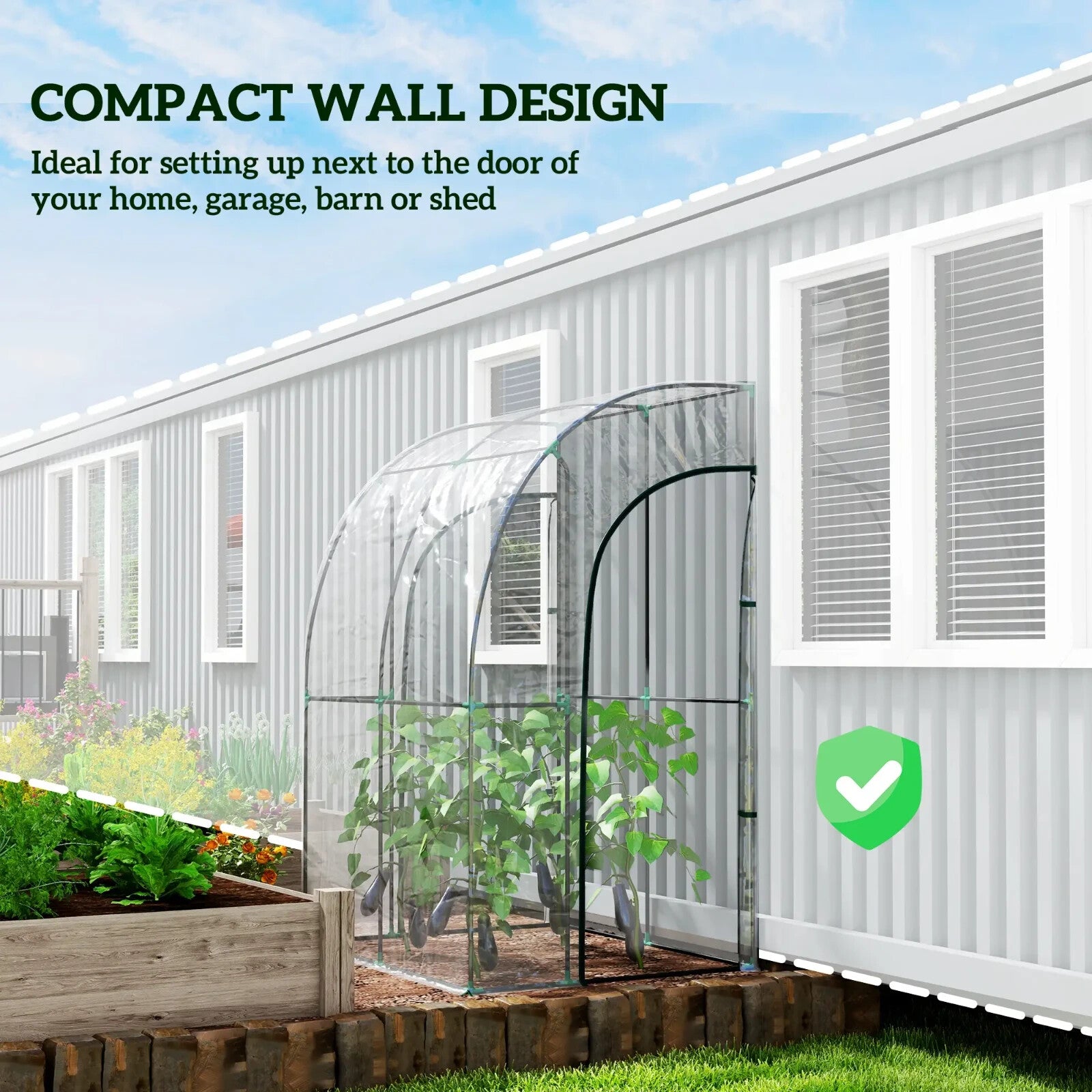 Walk - In Lean to Greenhouse PVC Cover with 2 Zipper Doors & Accessories Clear - Home and Garden Furniture Shop - rustic - furniture