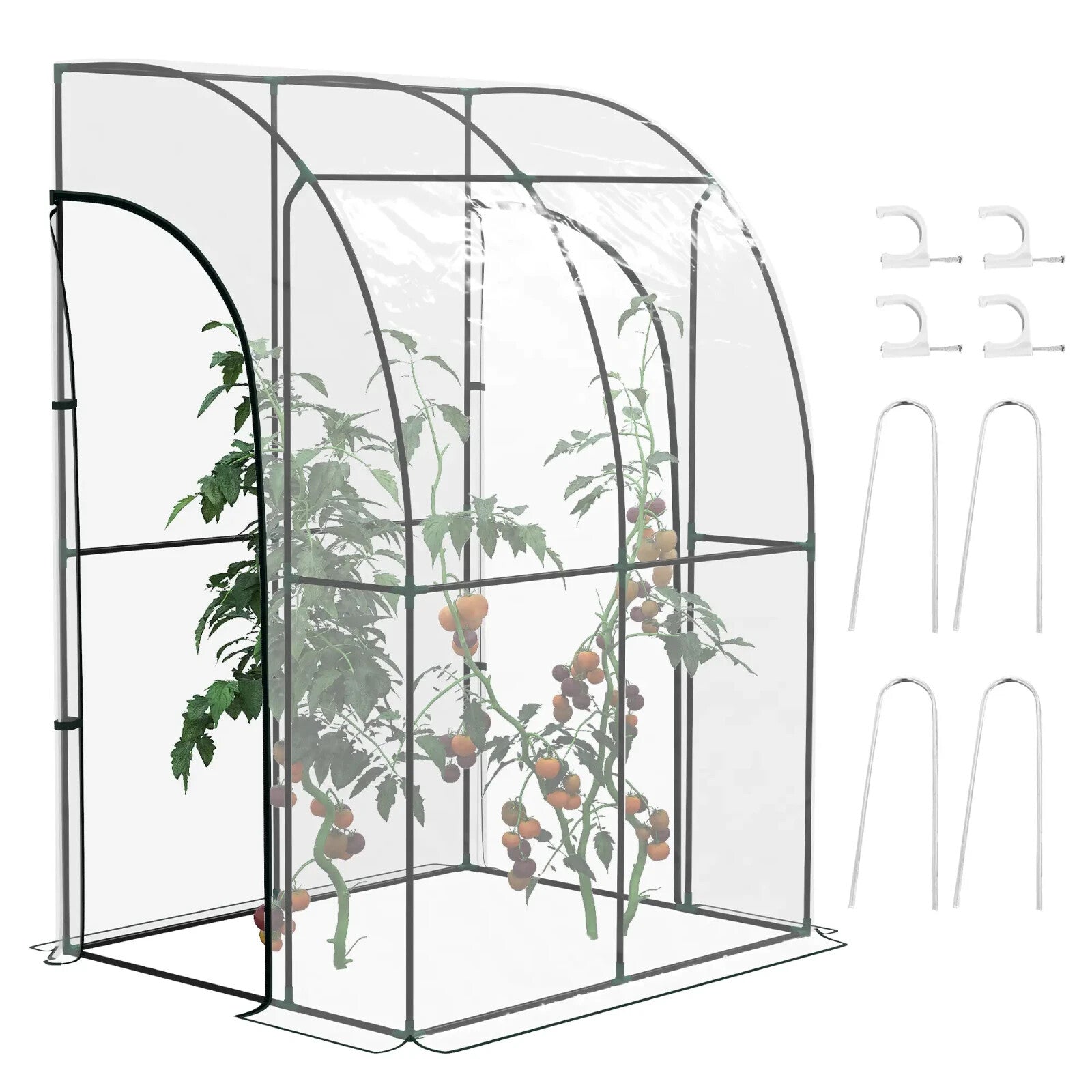 Walk - In Lean to Greenhouse PVC Cover with 2 Zipper Doors & Accessories Clear - Home and Garden Furniture Shop - rustic - furniture