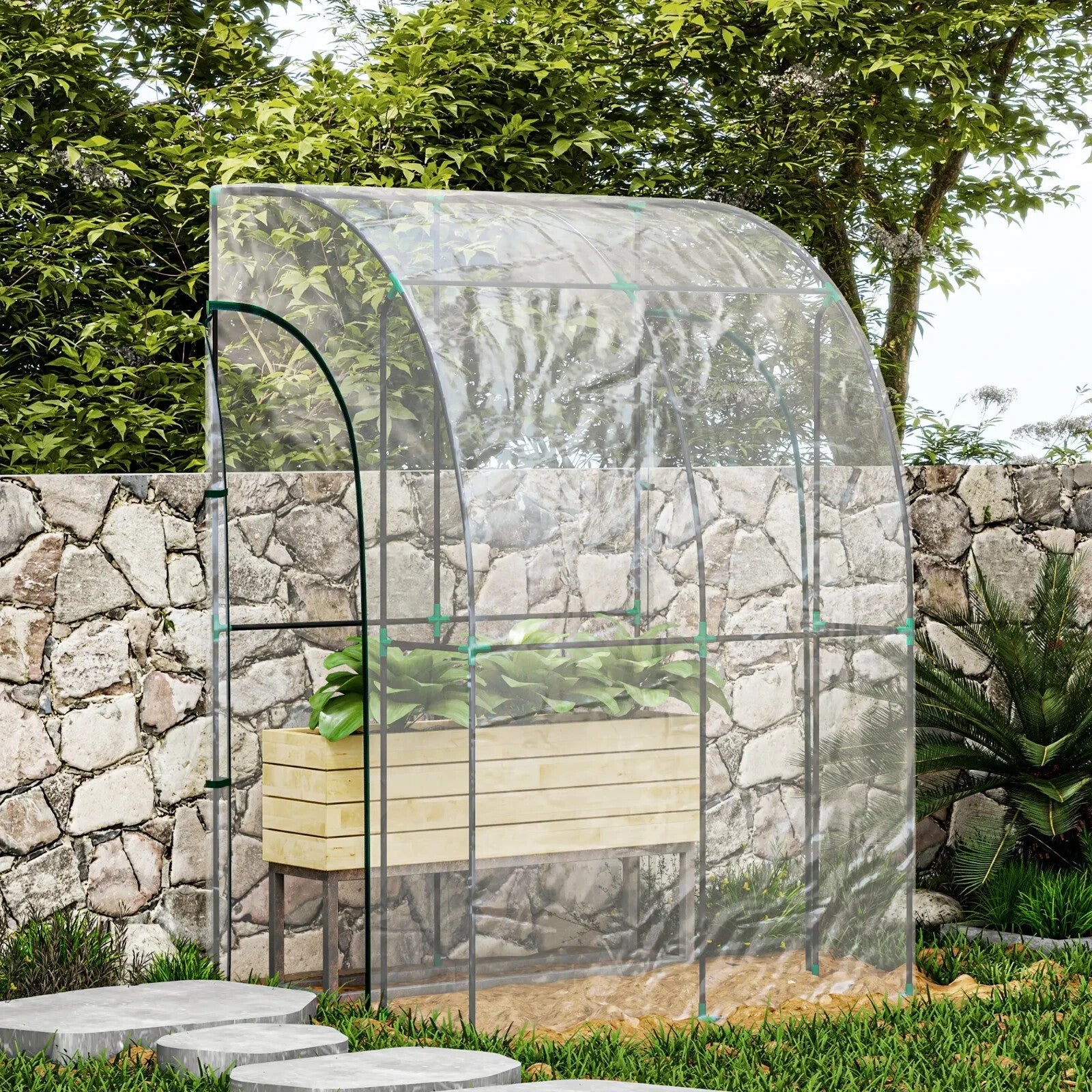 Walk - In Lean to Greenhouse PVC Cover with 2 Zipper Doors & Accessories Clear - Home and Garden Furniture Shop - rustic - furniture