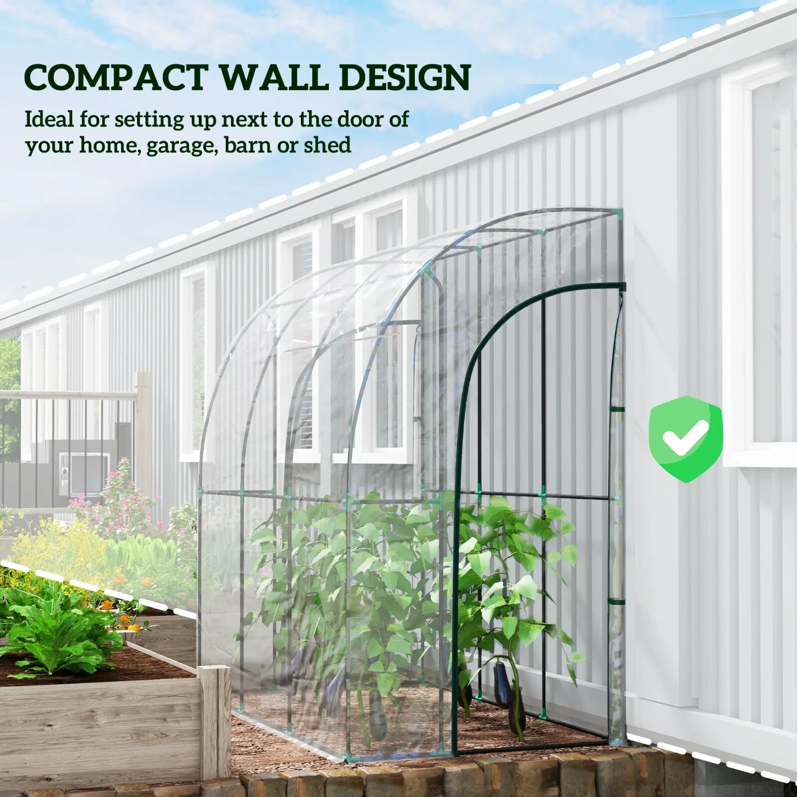 Walk - In Lean To Greenhouse PVC Cover with Accessories & Two Zipper Doors Green - Home and Garden Furniture Shop - rustic - furniture