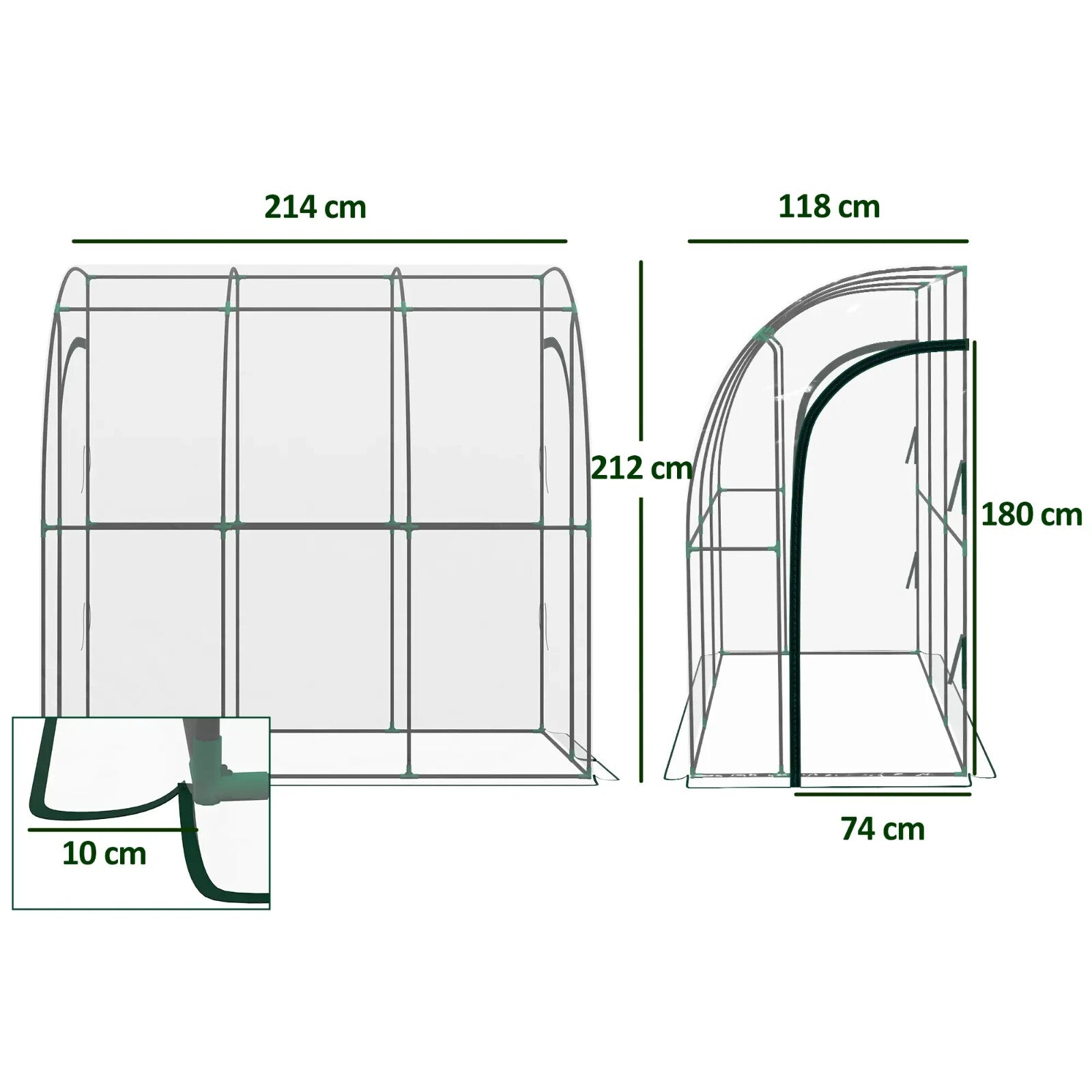 Walk - In Lean To Greenhouse PVC Cover with Accessories & Two Zipper Doors Green - Home and Garden Furniture Shop - rustic - furniture