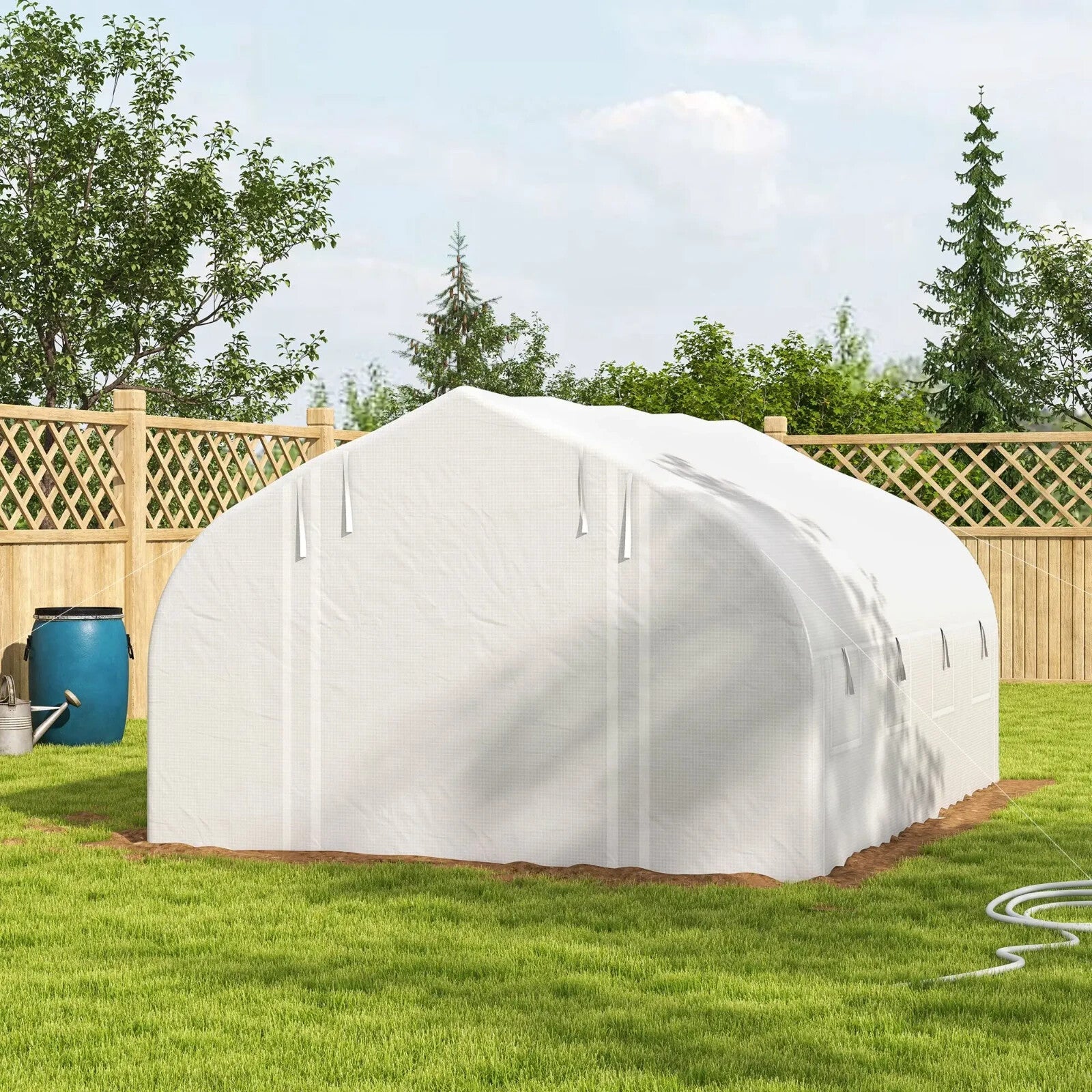 Walk - In Polytunnel Greenhouse 4 x 3m with Sidewalls Mesh Door and 8 Windows Tent - Home and Garden Furniture Shop - rustic - furniture