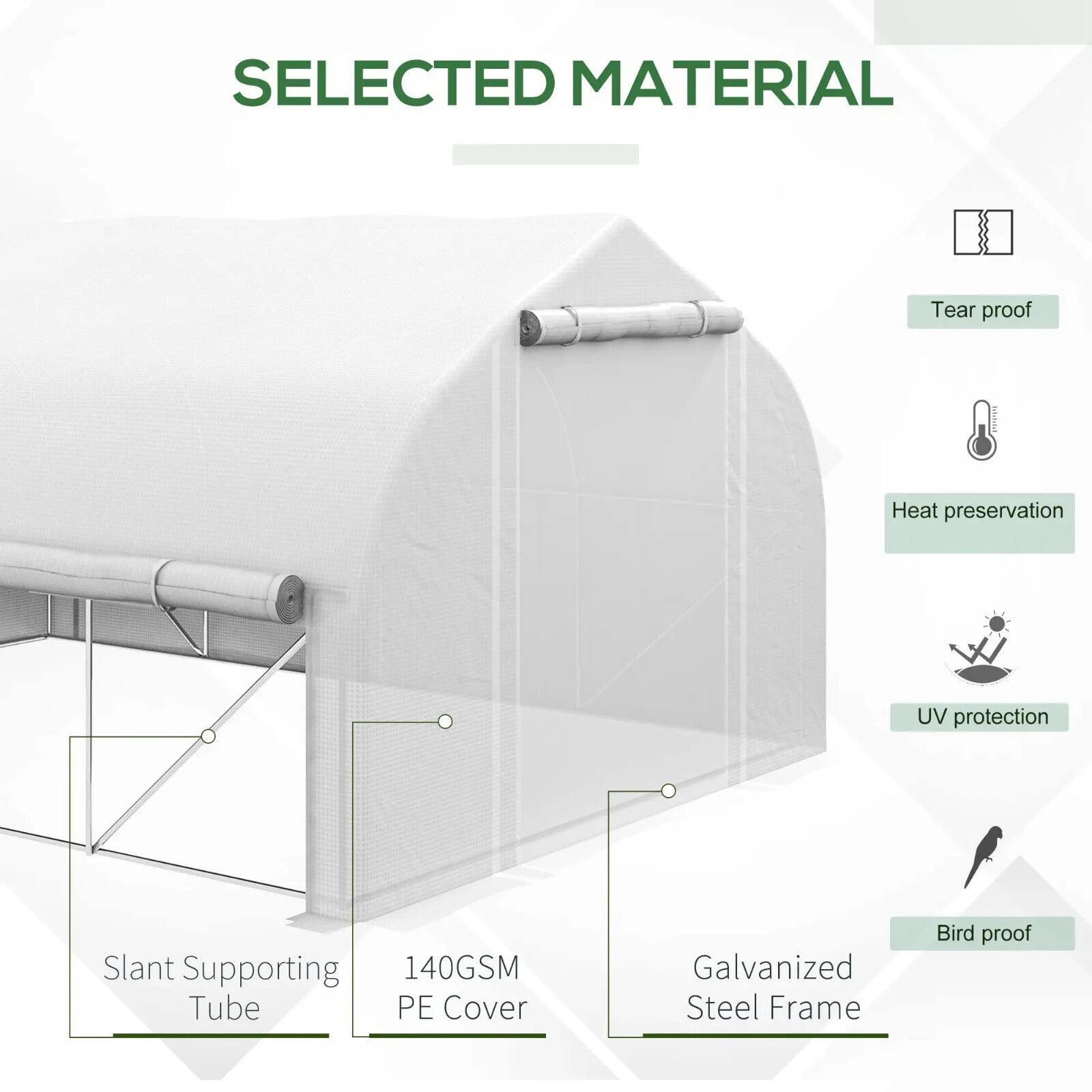 Walk - In Polytunnel Greenhouse 4 x 3m with Sidewalls Mesh Door and 8 Windows Tent - Home and Garden Furniture Shop - rustic - furniture