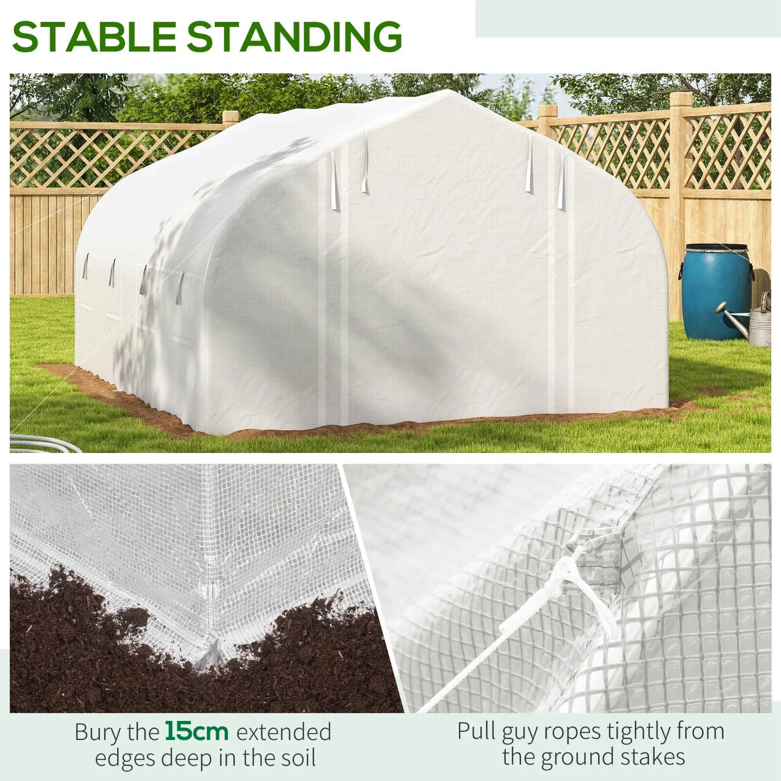 Walk - In Polytunnel Greenhouse 4 x 3m with Sidewalls Mesh Door and 8 Windows Tent - Home and Garden Furniture Shop - rustic - furniture