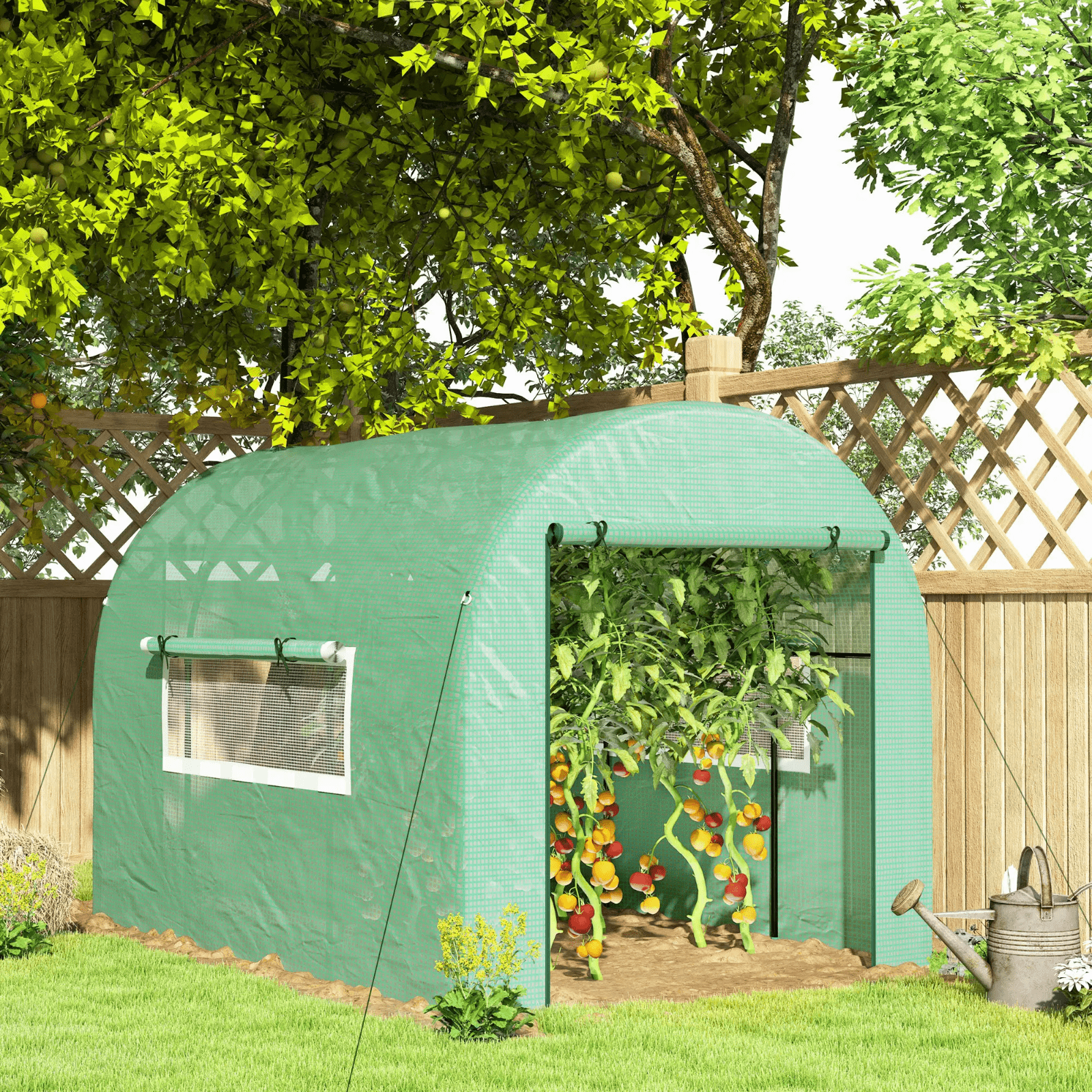 Walk In Polytunnel Greenhouse Doors Mesh Windows Plant Grow House Steel Frame - Home and Garden Furniture Shop - #rustic - furniture#