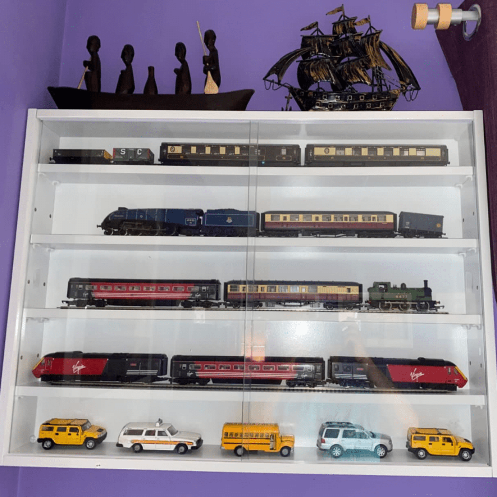 Wall Glass Display Cabinet Models Vitrine Collectors Storage Box 5 Shelves Unit - Home and Garden Furniture Shop - rustic - furniture