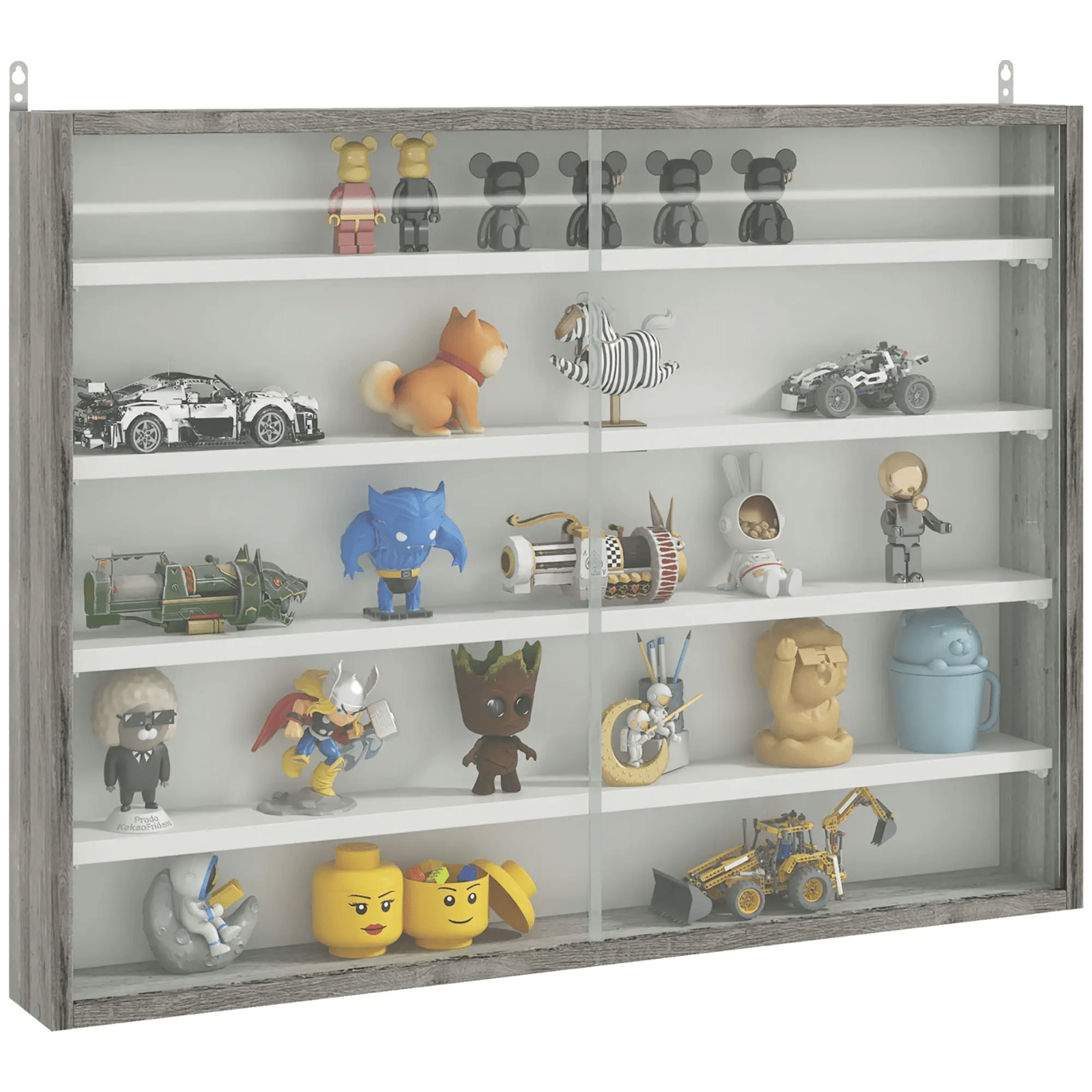 Wall Glass Display Cabinet Models Vitrine Collectors Storage Box 5 Shelves Unit - Home and Garden Furniture Shop - rustic - furniture