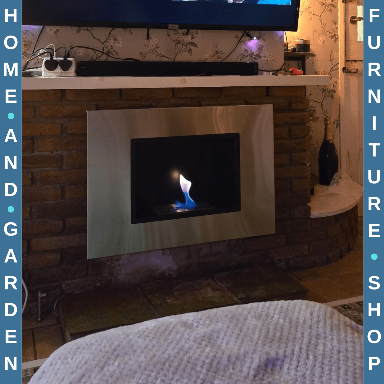 Wall Mounted Ethanol Fireplace Bioethanol Heater Fire 1.2L Tank 3 Hours Burning - Home and Garden Furniture Shop - #rustic - furniture#