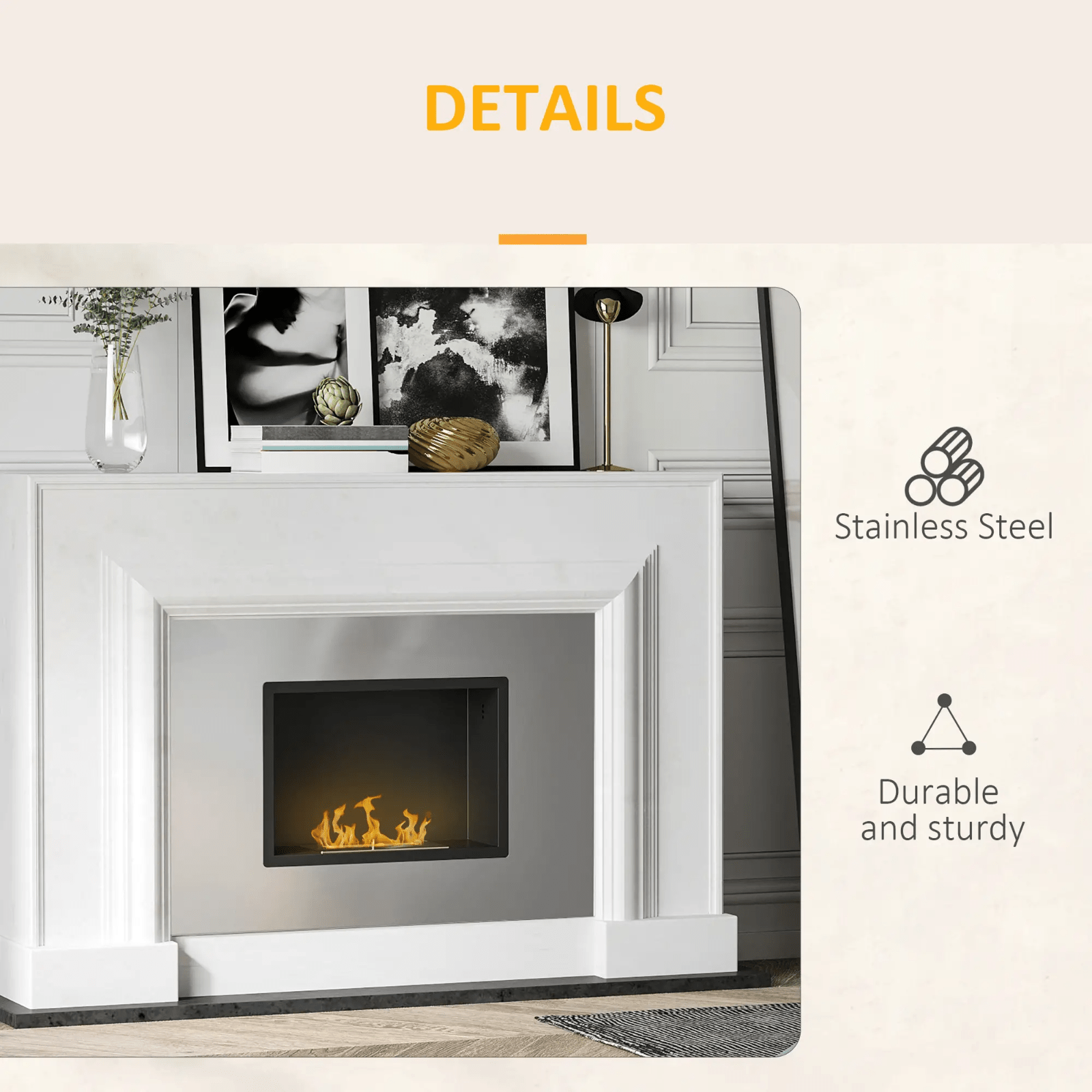 Wall Mounted Ethanol Fireplace Bioethanol Heater Fire 1.2L Tank 3 Hours Burning - Home and Garden Furniture Shop - #rustic - furniture#