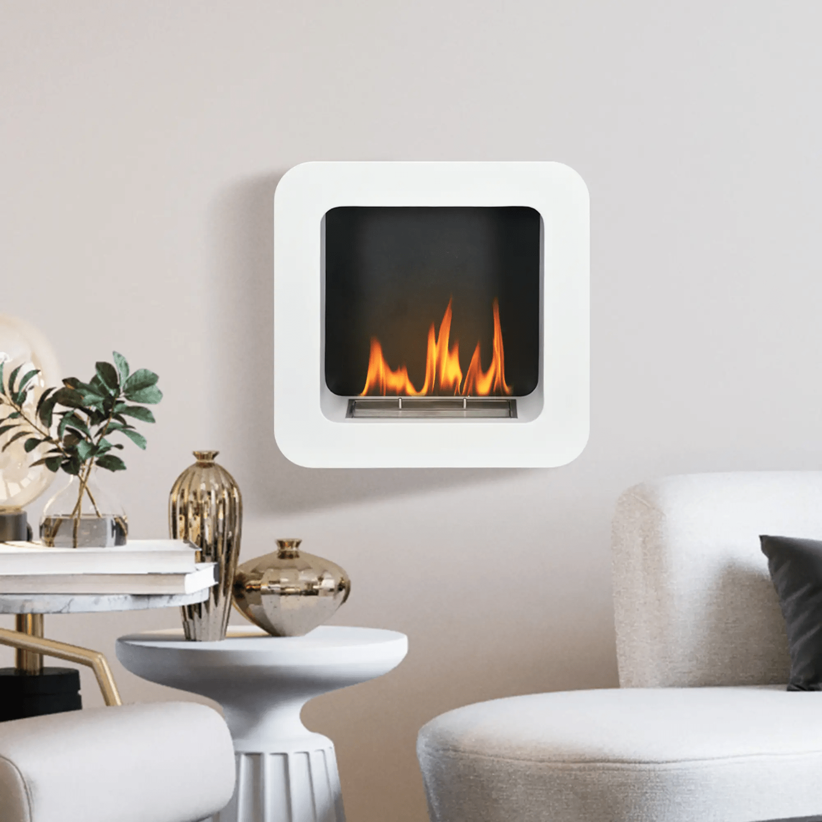 Wall Mounted Ethanol Fireplace Bioethanol Heater Fire 1L Tank 2.5 Hours Burning - Home and Garden Furniture Shop - #rustic - furniture#