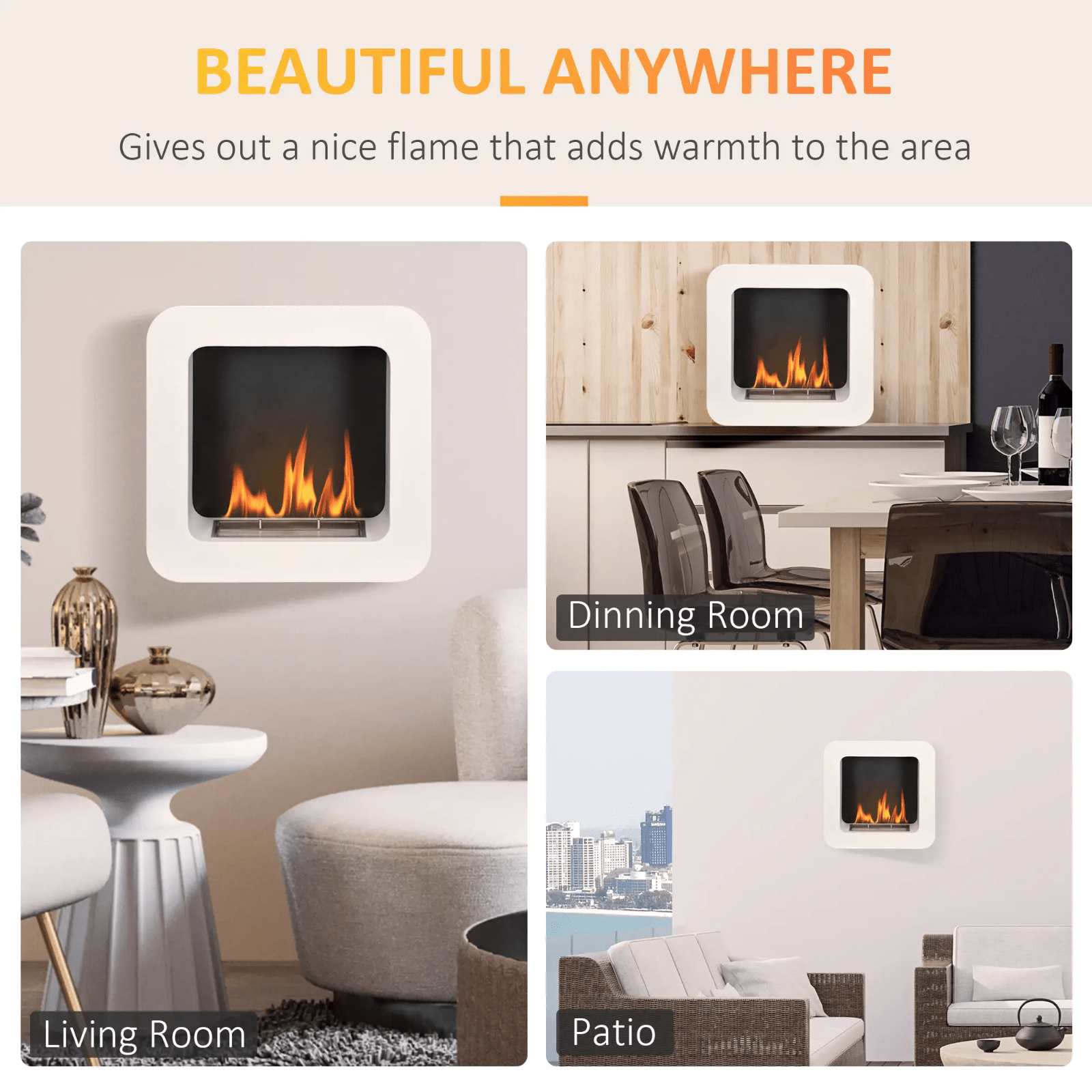 Wall Mounted Ethanol Fireplace Bioethanol Heater Fire 1L Tank 2.5 Hours Burning - Home and Garden Furniture Shop - #rustic - furniture#