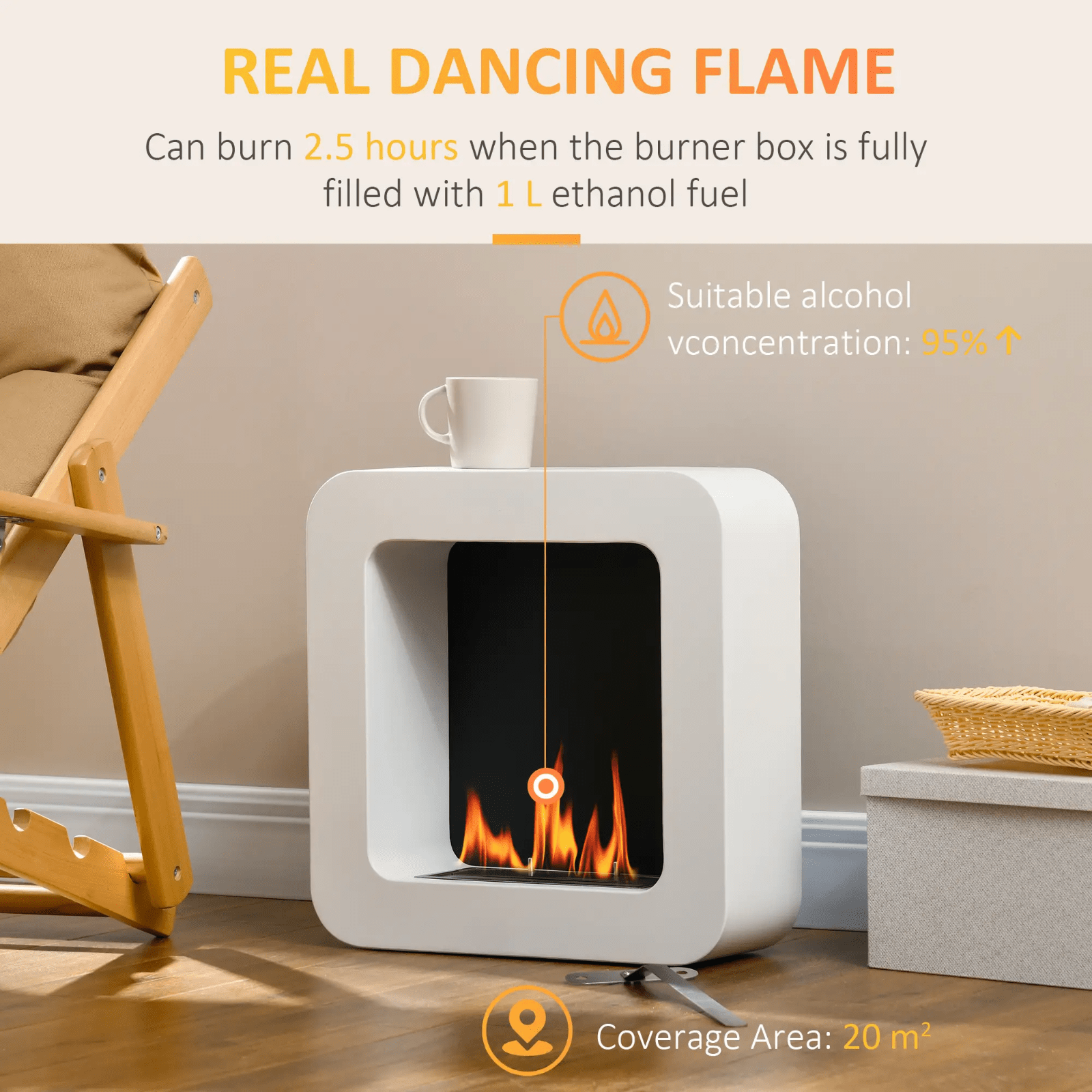 Wall Mounted Ethanol Fireplace Bioethanol Heater Fire 1L Tank 2.5 Hours Burning - Home and Garden Furniture Shop - #rustic - furniture#