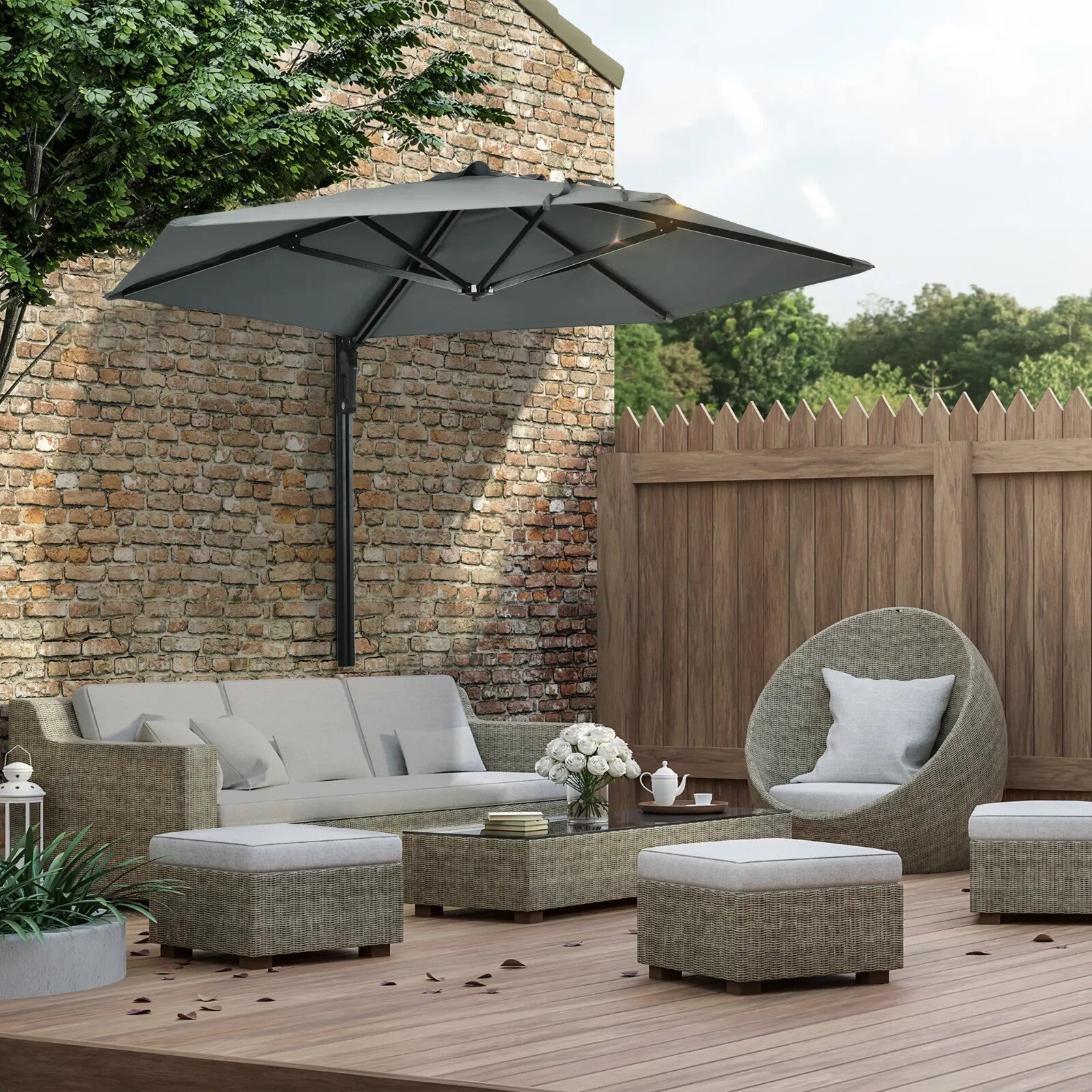 Wall Mounted Garden Parasol with 180 Degree Rotating Canopy for Patio Porch Deck - Home and Garden Furniture Shop - rustic - furniture