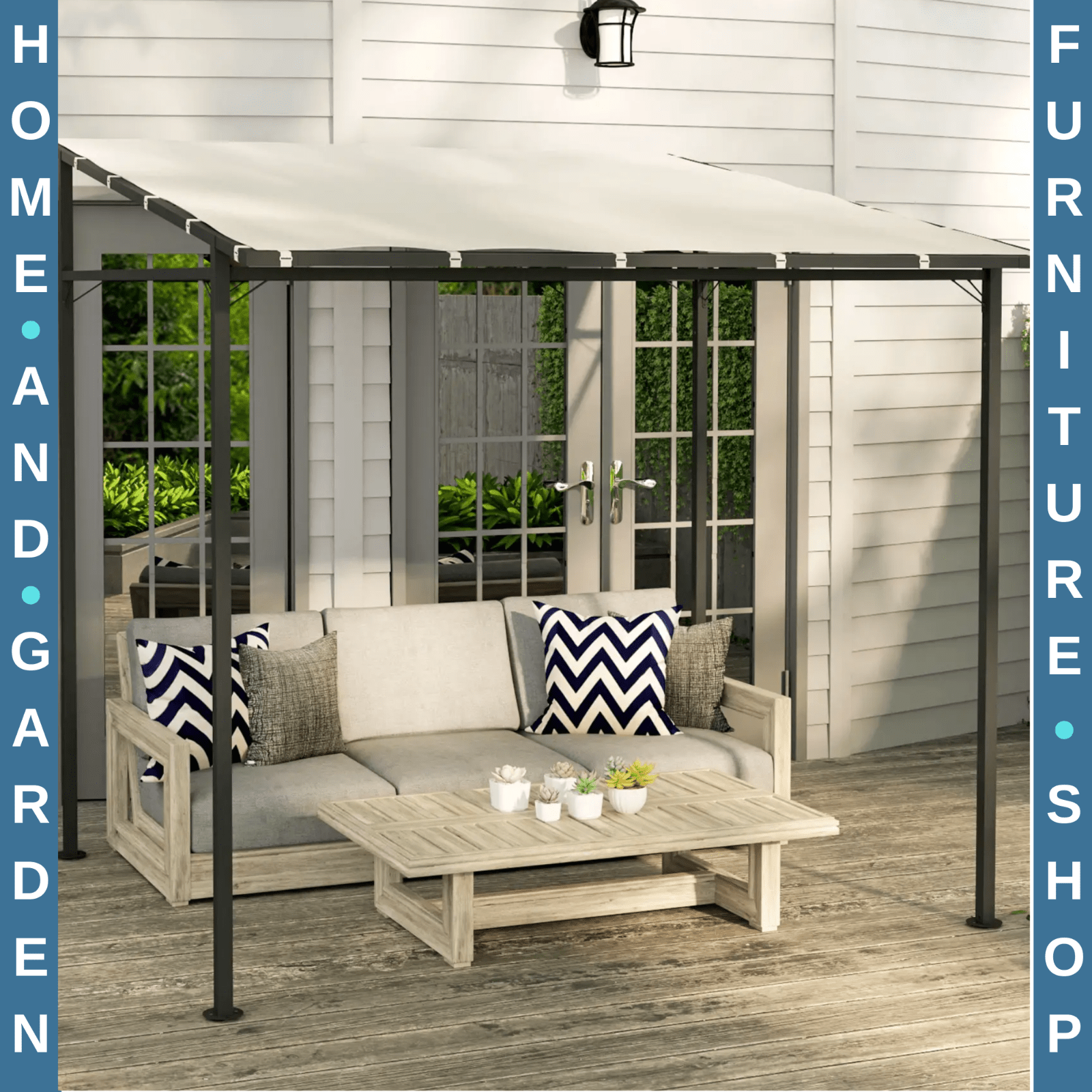 Wall Mounted Pergola Metal Gazebo 2.4 x 2.4m Garden Hot Tub Shelter Sun Shade - Home and Garden Furniture Shop - rustic - furniture