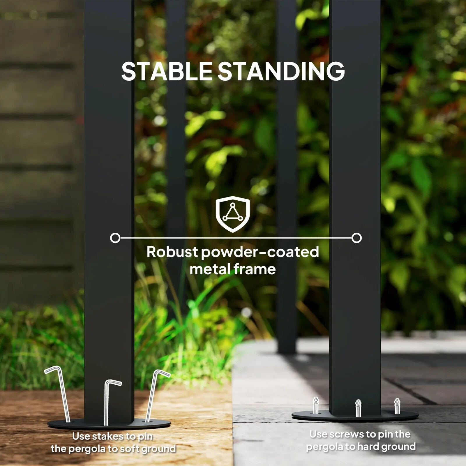 Wall Mounted Pergola Metal Gazebo 2.4 x 2.4m Garden Hot Tub Shelter Sun Shade - Home and Garden Furniture Shop - rustic - furniture