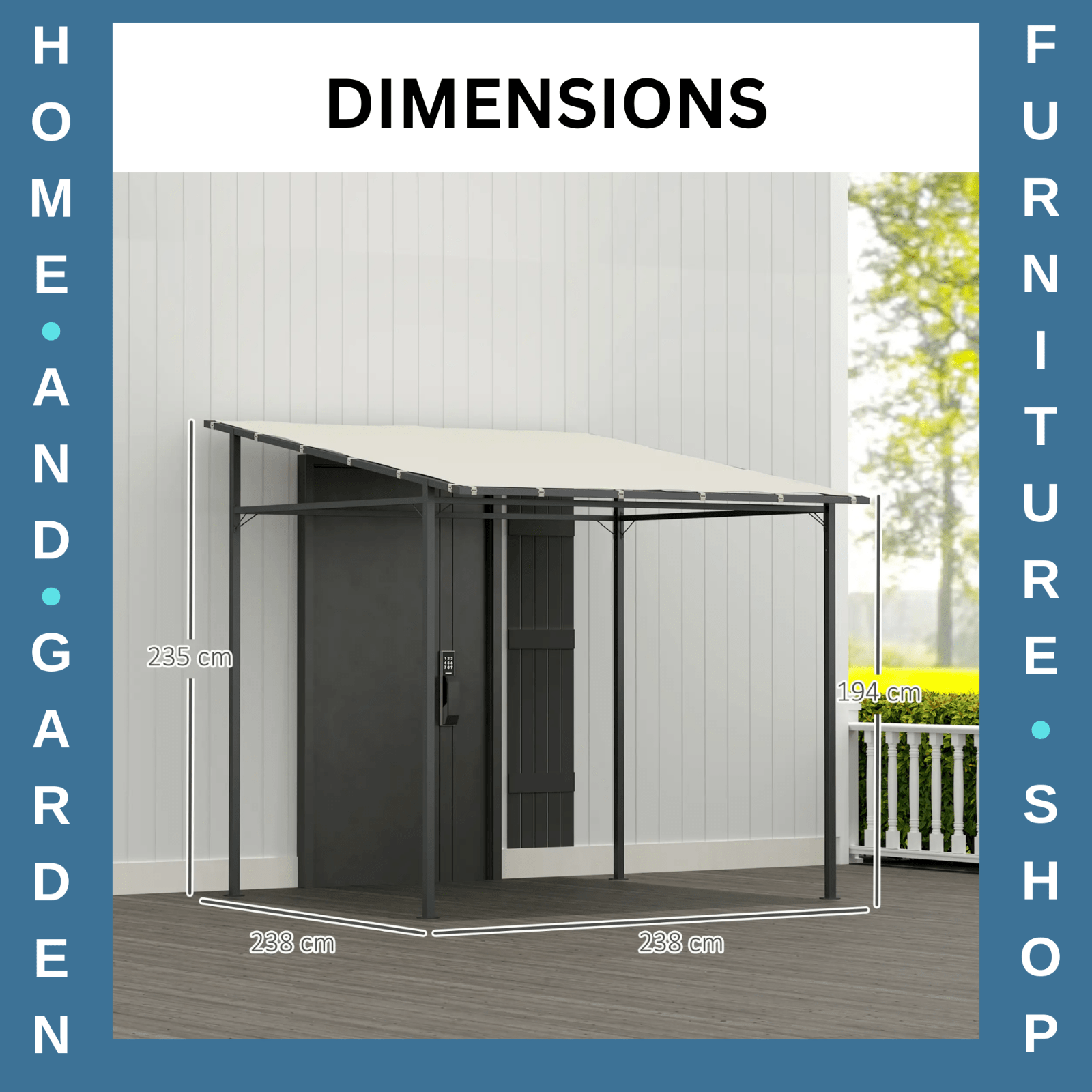 Wall Mounted Pergola Metal Gazebo 2.4 x 2.4m Garden Hot Tub Shelter Sun Shade - Home and Garden Furniture Shop - rustic - furniture