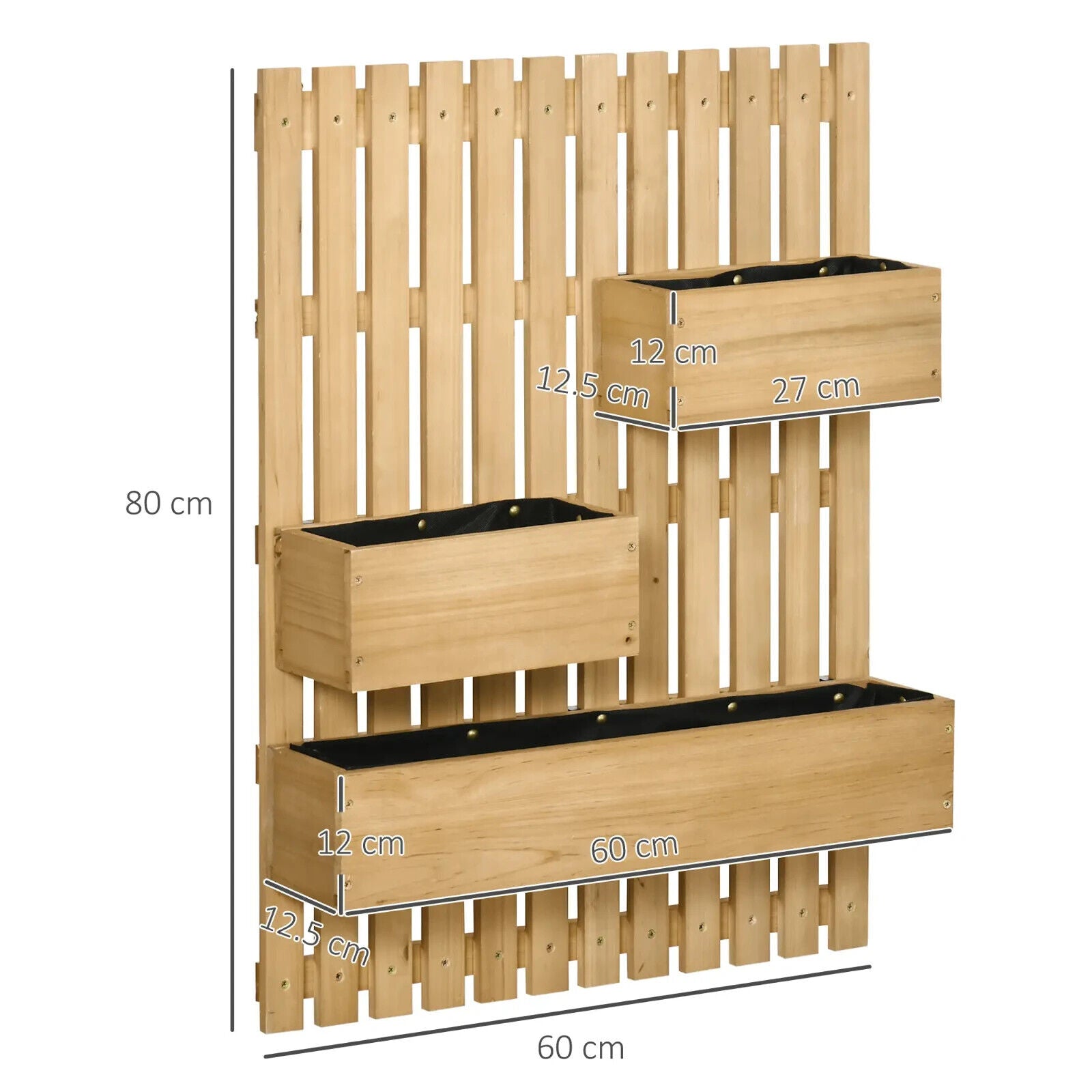 Wall Mounted Wooden Garden Planters w/ Trellis Drainage Holes and 3 Raised Boxes - Home and Garden Furniture Shop - #rustic - furniture#