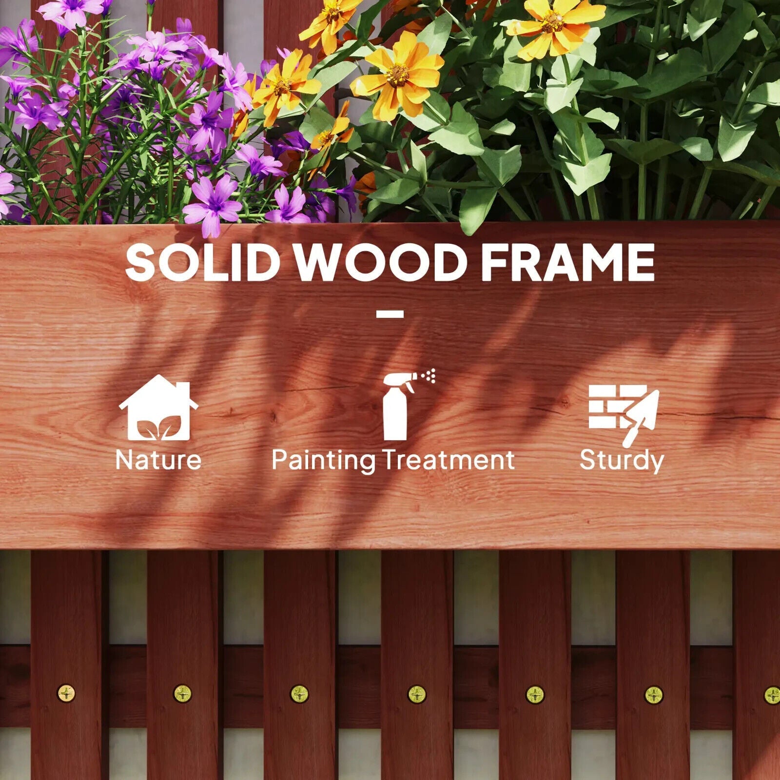Wall Mounted Wooden Garden Planters With Trellis And 3 Boxes Patio Outdoor - Home and Garden Furniture Shop - #rustic - furniture#