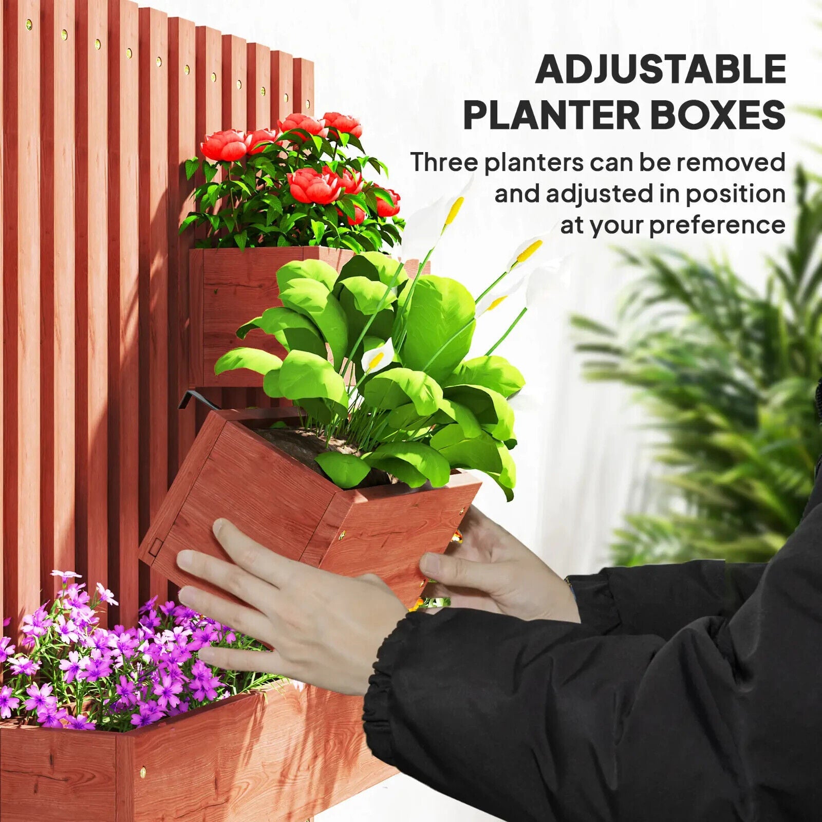 Wall Mounted Wooden Garden Planters With Trellis And 3 Boxes Patio Outdoor - Home and Garden Furniture Shop - #rustic - furniture#