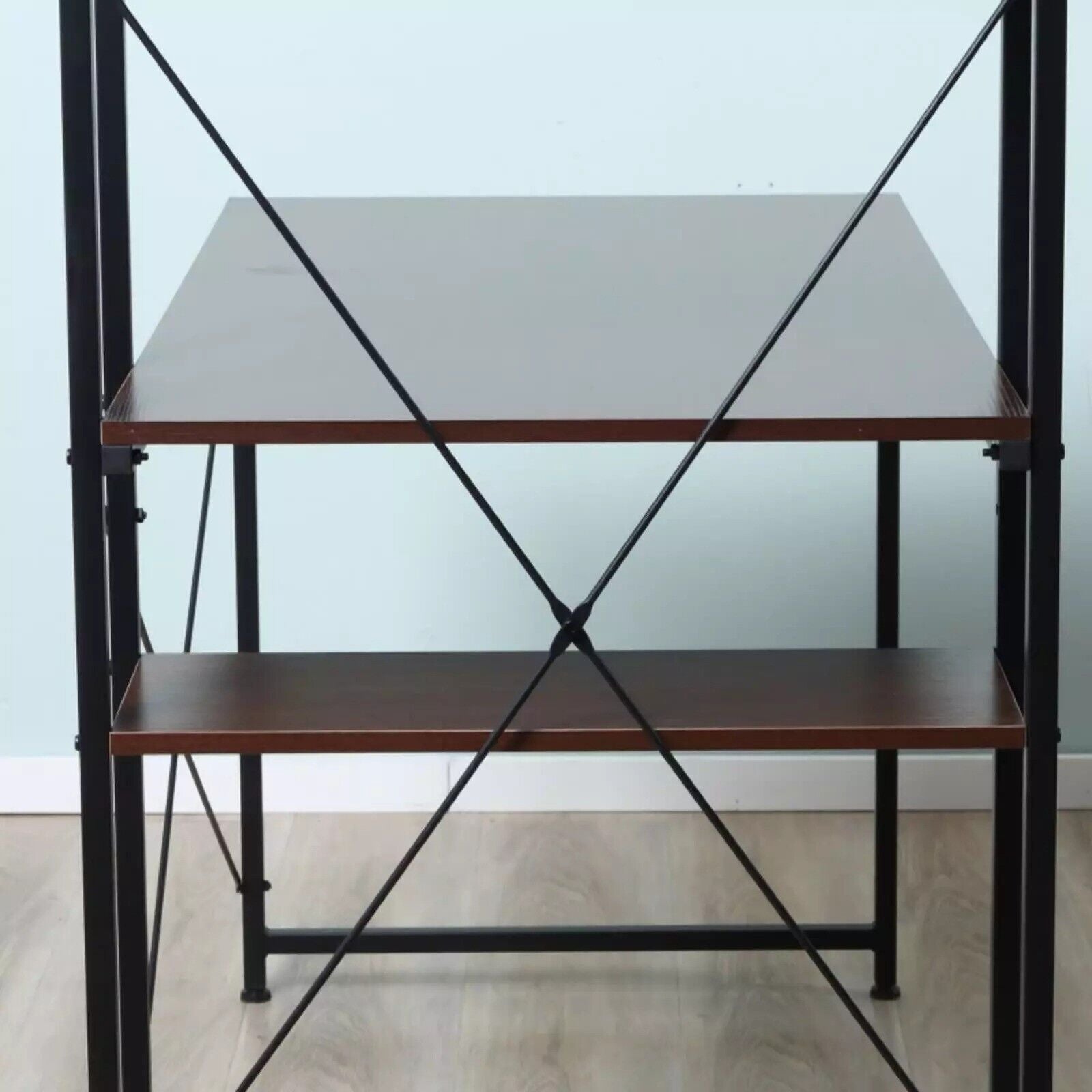 Walnut Computer Desk with Side Storage Shelves Left Right Gaming Table PC Study - Home and Garden Furniture Shop - rustic - furniture