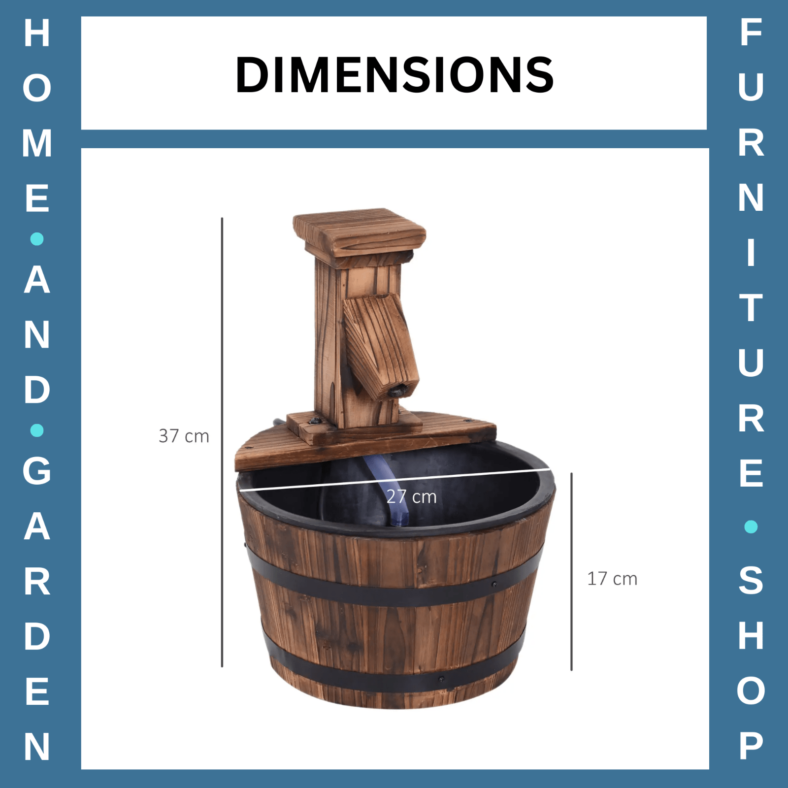 Water Fountain Retro Round Decorative Ornament With Electric Pump Rustic Brown - Home and Garden Furniture Shop - rustic - furniture