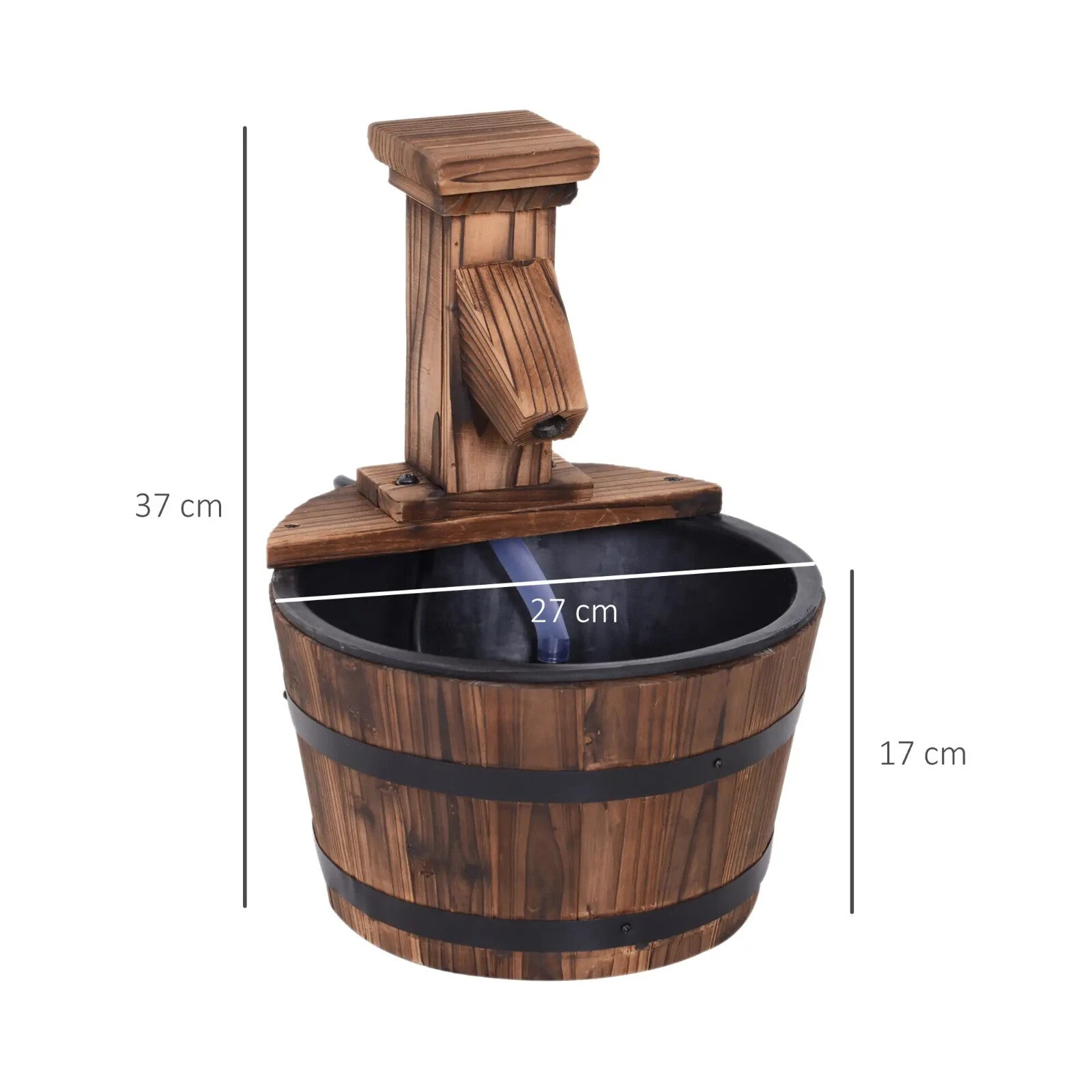 Water Fountain Retro Round Decorative Ornament With Electric Pump Rustic Brown - Home and Garden Furniture Shop - rustic - furniture