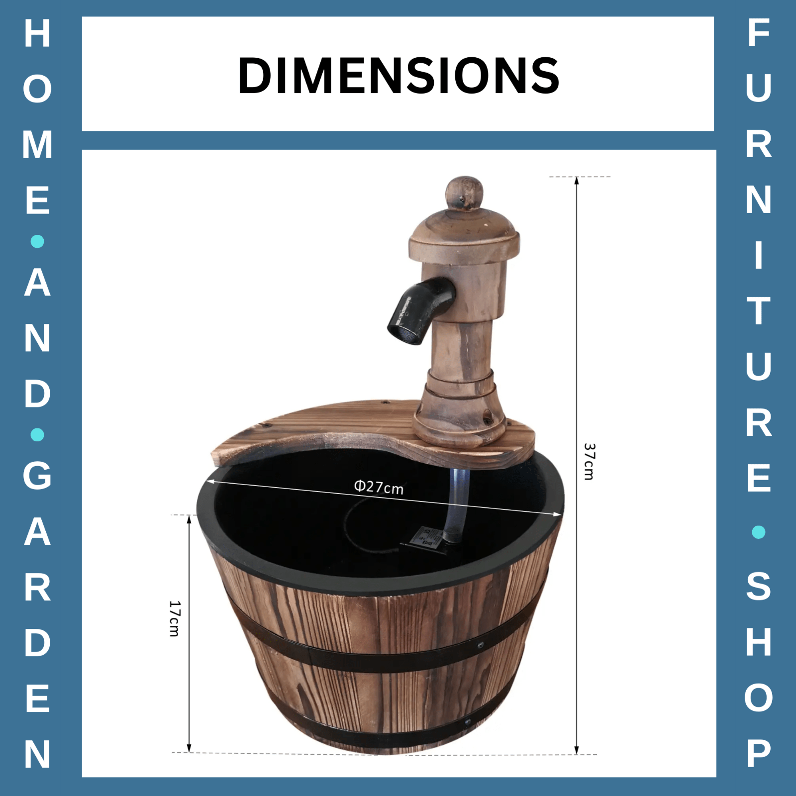 Water Fountain Water Feature Round Ornament With Electric Pump Carbonized Wood - Home and Garden Furniture Shop - rustic - furniture