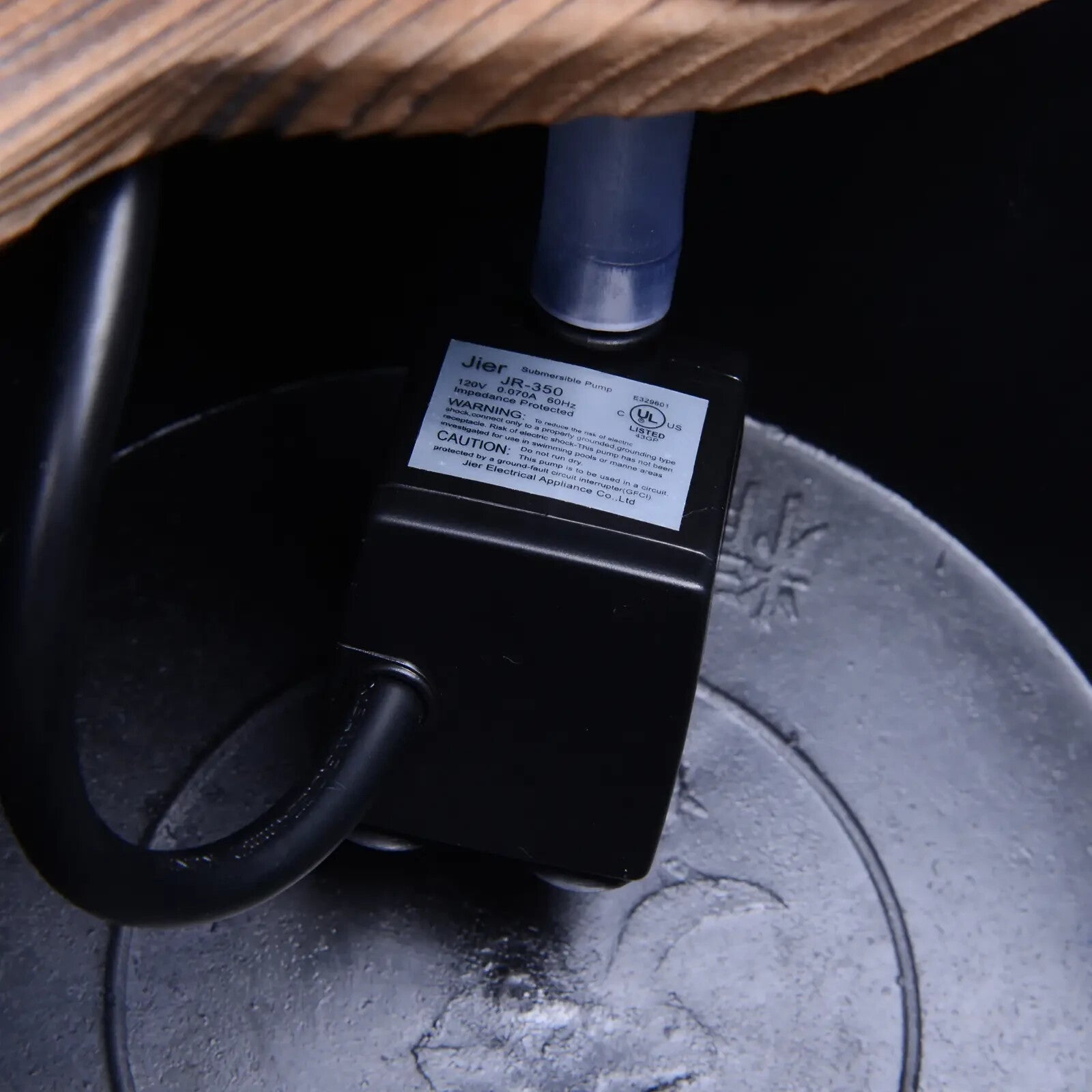 Water Fountain Water Feature Round Ornament With Electric Pump Carbonized Wood - Home and Garden Furniture Shop - rustic - furniture