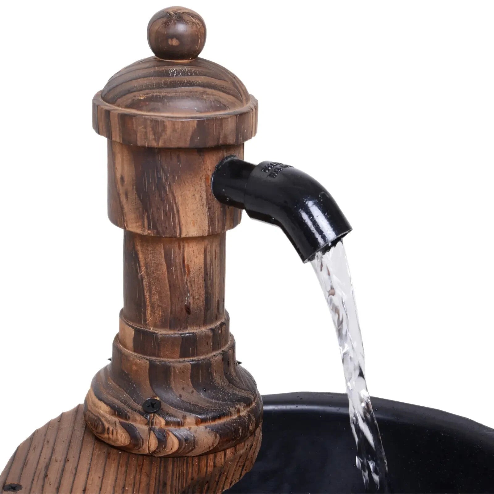 Water Fountain Water Feature Round Ornament With Electric Pump Carbonized Wood - Home and Garden Furniture Shop - rustic - furniture
