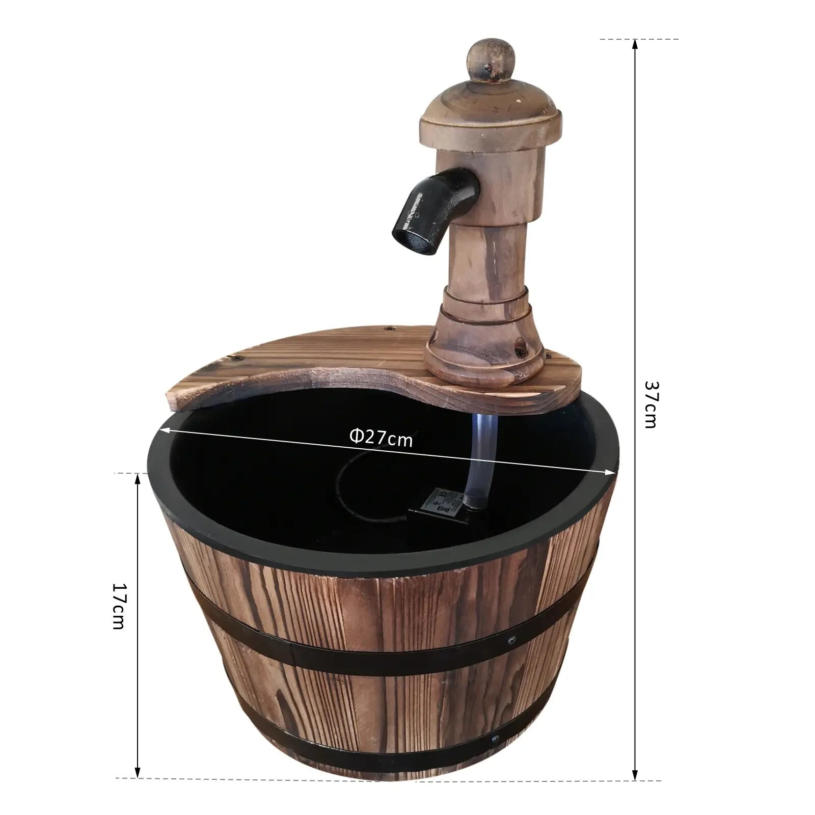 Water Fountain Water Feature Round Ornament With Electric Pump Carbonized Wood - Home and Garden Furniture Shop - rustic - furniture