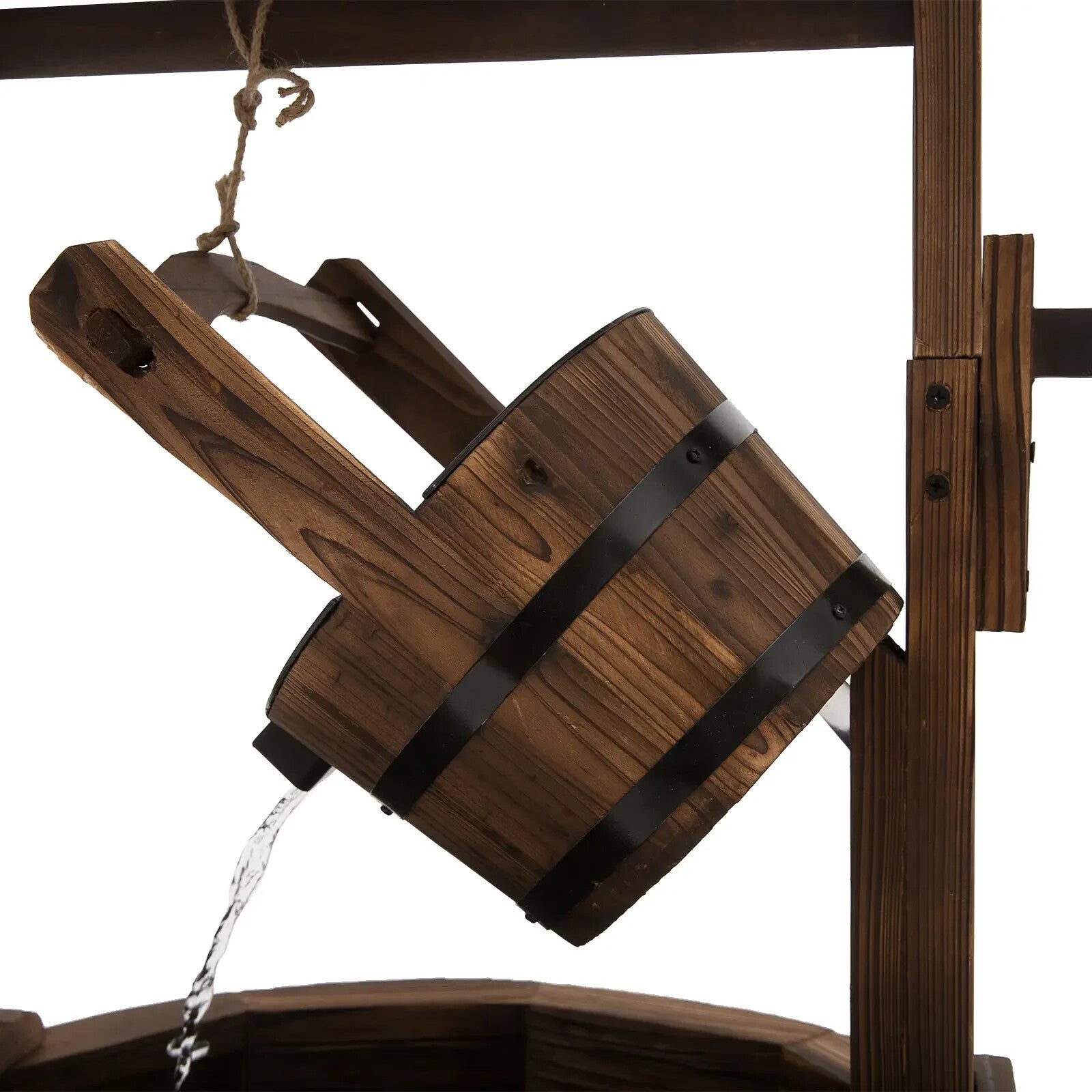 Water Fountain Wishing Well Barrel Design W/ Pump For Waterfall Carbonized Wood - Home and Garden Furniture Shop - rustic - furniture