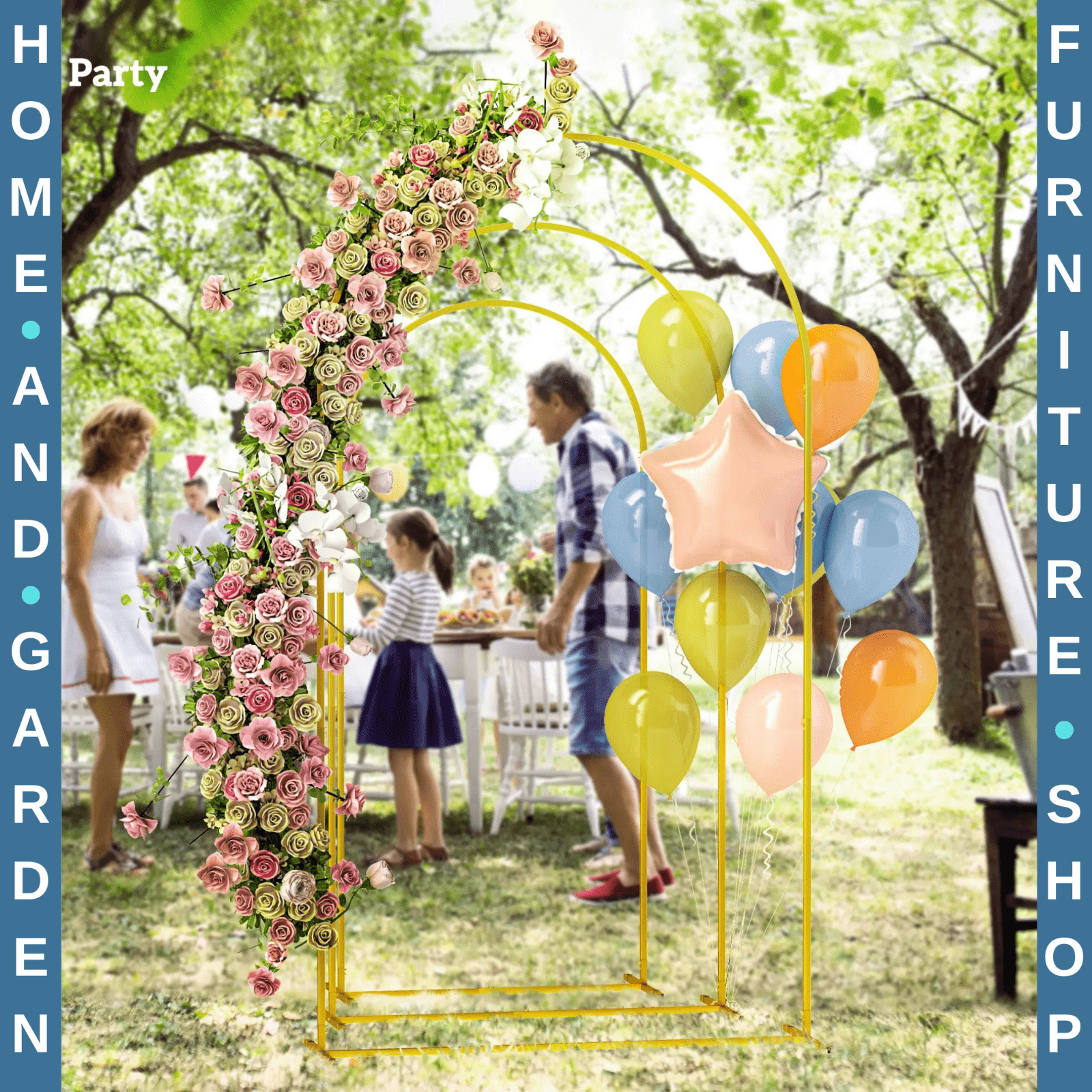 Wedding Arch Frame Set of 3 Metal Backdrop Balloon Arch Stand 2.2 2.1 1.8 m - Home and Garden Furniture Shop - #rustic - furniture#
